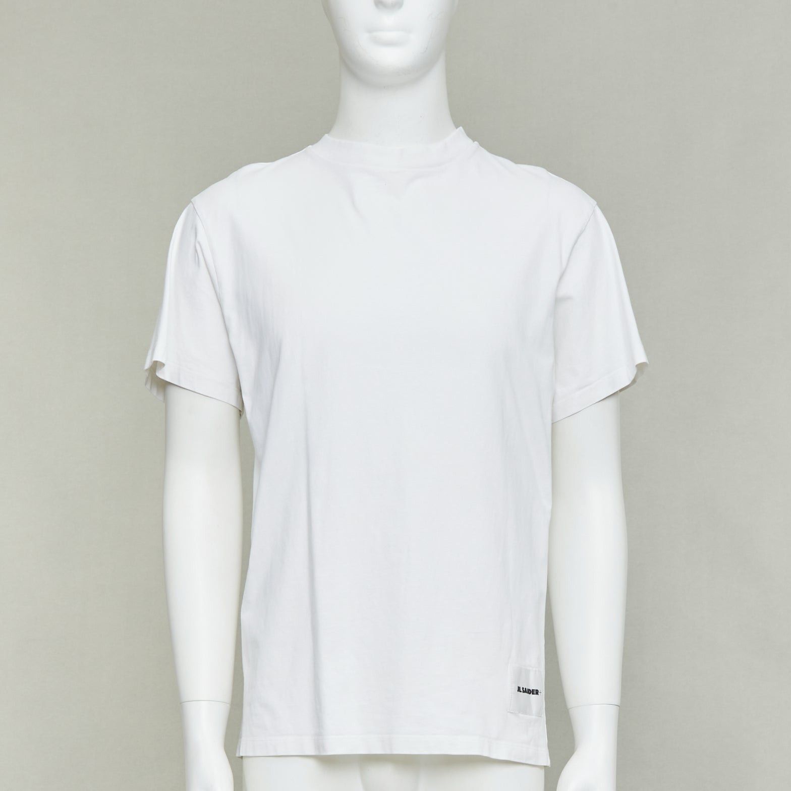 Jil Sander JIL SANDER Set of 3 white cotton black logo patch crew neck tshirt S Size US S / EU 44-46 / 1 - 1 Thumbnail