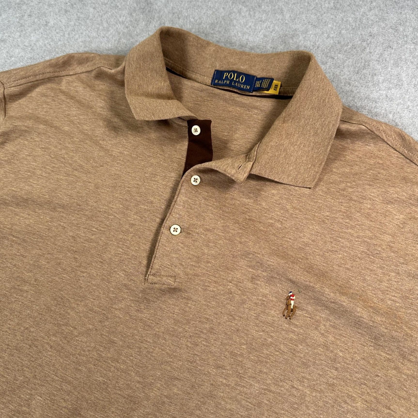 Polo Ralph Lauren Polo Ralph Lauren Polo Shirt Mens 2XLT Brown Long Sleeve Big & Tall Pony Logo Shirt Mens Long Sleeve Polo 2XLT Brown Size US XXL / EU 58 / 5 - 2 Thumbnail