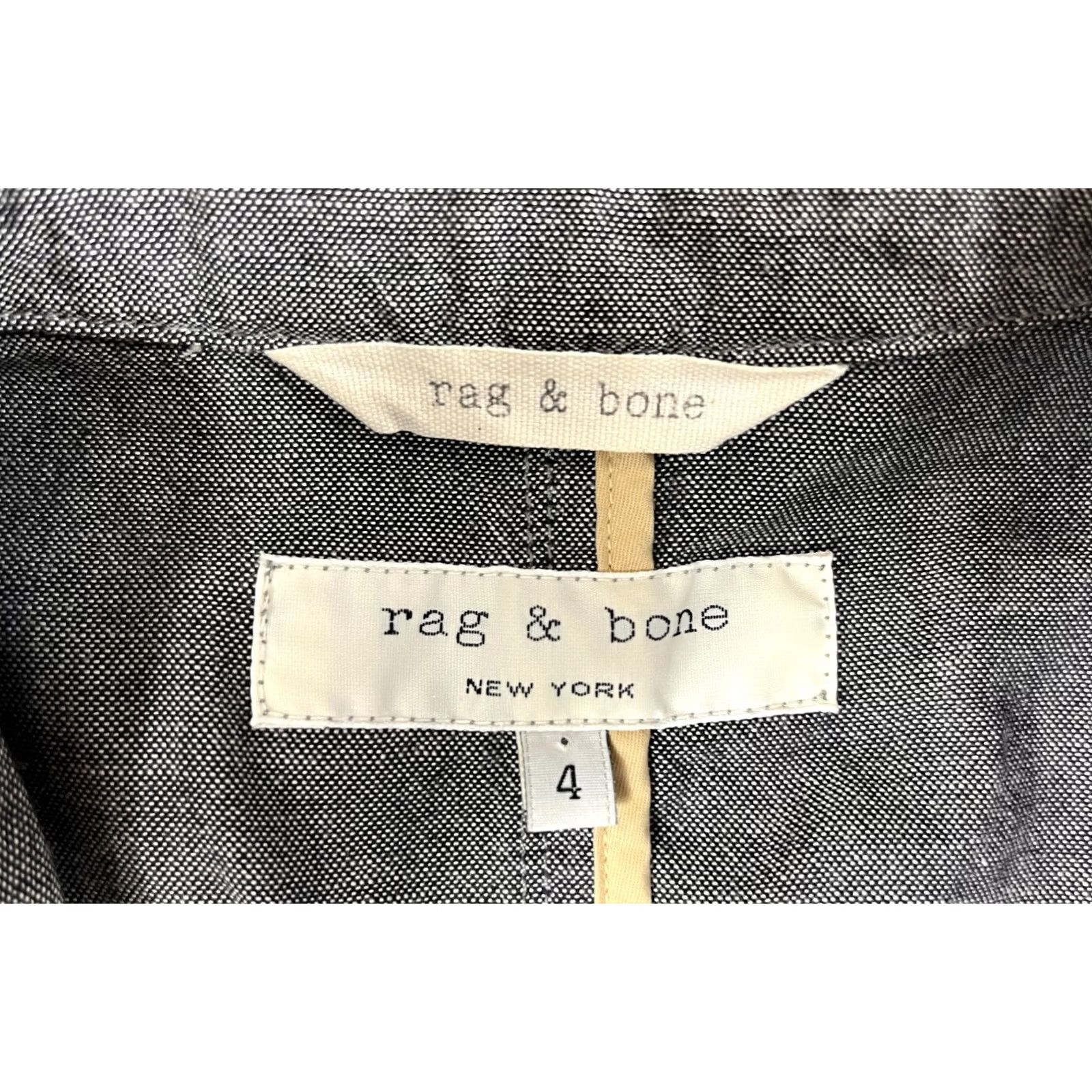Rag & Bone VINTAGE rag & bone Blazer Jacket Women’s 4 Gray Cotton Button Long Sleeve Mid-Length Casual, Business, City, Classic, Designer Womens Size S / US 4 / IT 40 - 6 Thumbnail