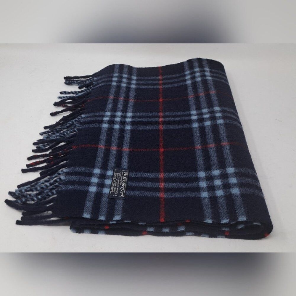 Burberry Burberry Men's Scarf Navy Nova Check Vintage Y2K 90s Lambsw Size ONE SIZE - 4 Thumbnail