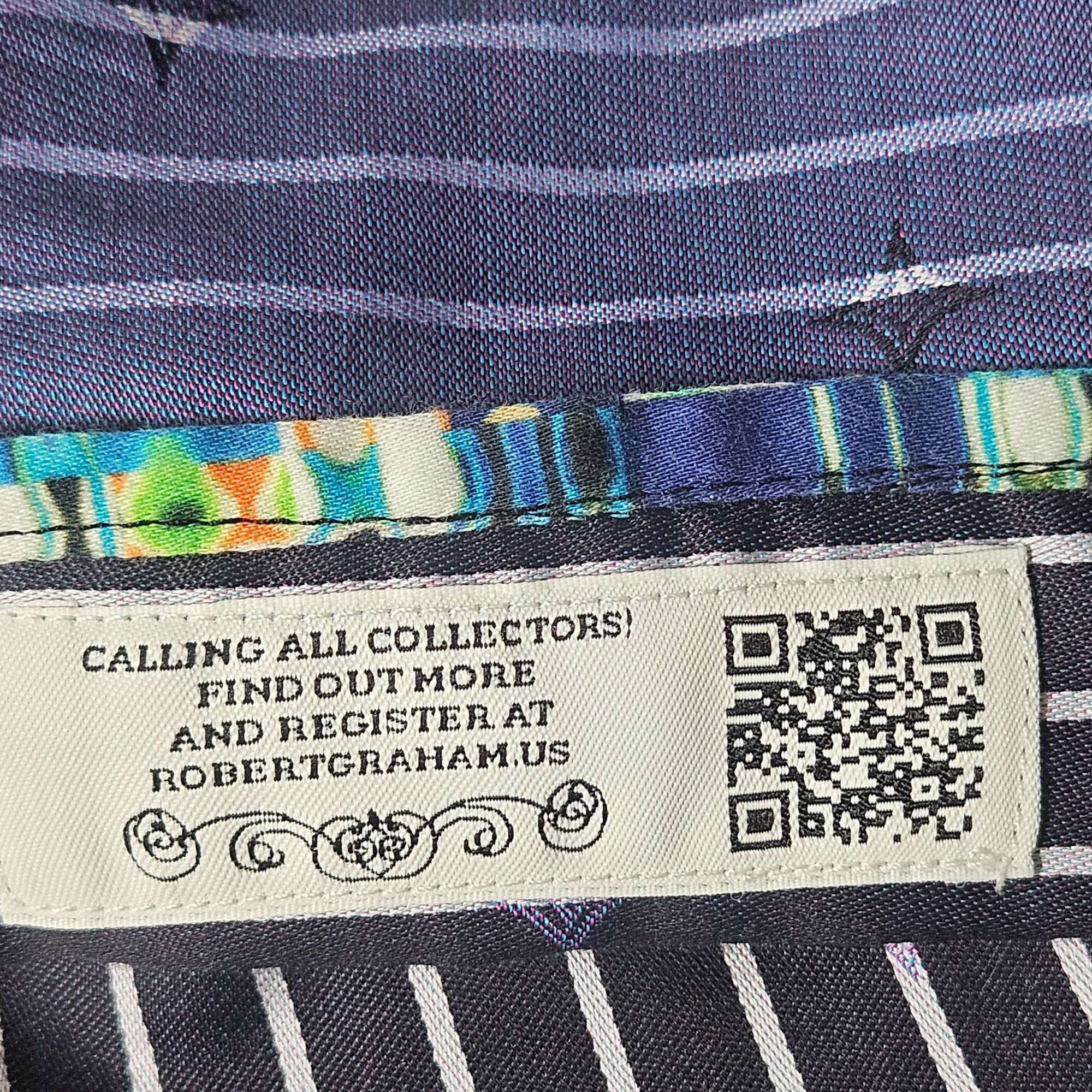 Robert Graham Robert Graham Men's Pinstripe Dress Shirt Black 2XL Quiet Lu Size US XXL / EU 58 / 5 - 12 Thumbnail