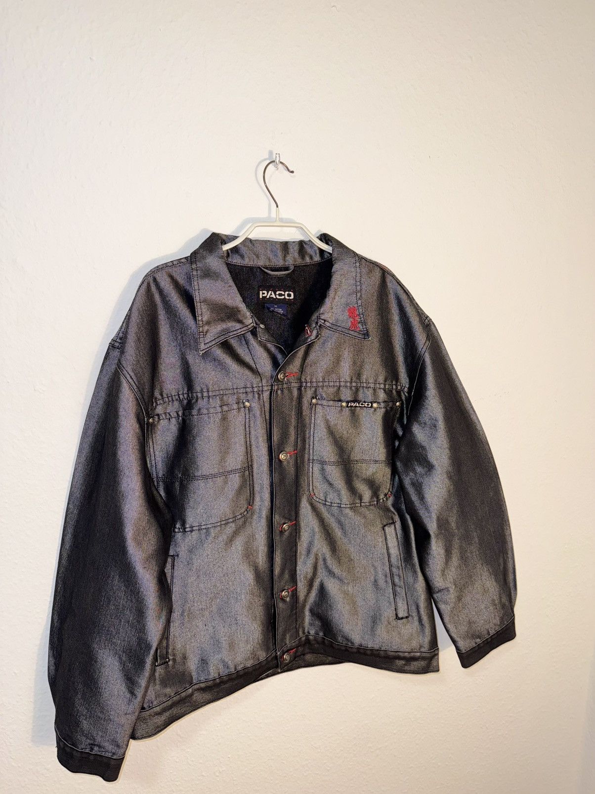 Vintage PACO Dragon & Denim Jacket – Rare Y2K Streetwear Size US XL / EU 56 / 4 - 2 Thumbnail