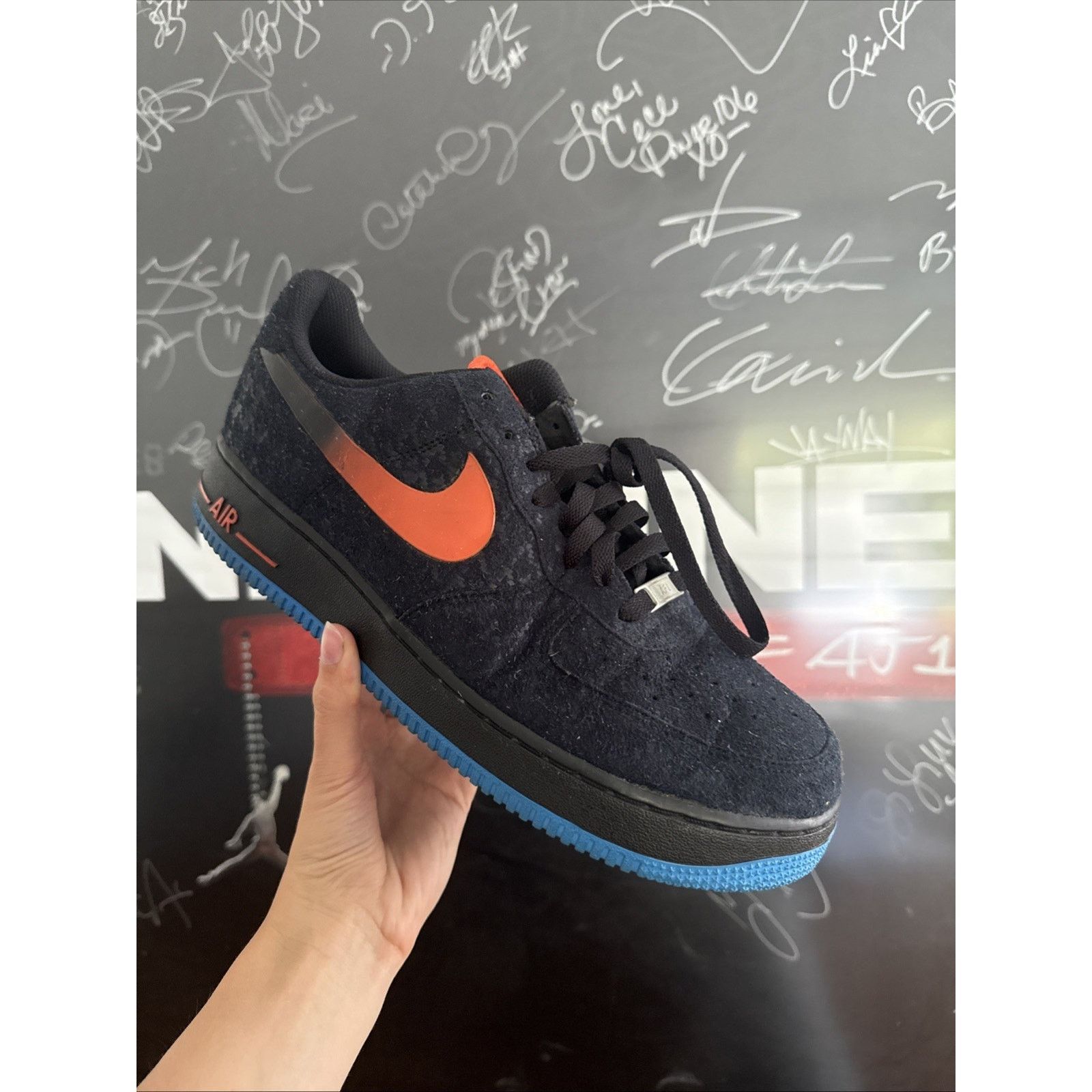 Nike Air Force 1 Black Team Orange Photo Blue Houndstooth Size US 12 / EU 45 - 1 Thumbnail