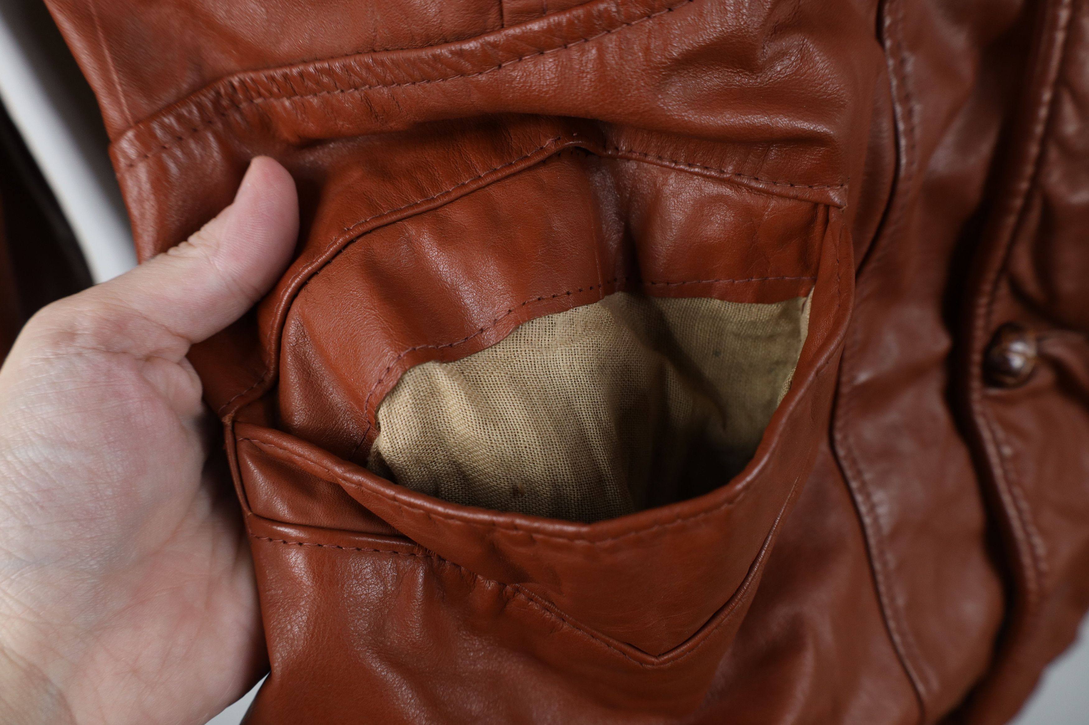 Vintage Vintage 70s Streetwear Lined Leather Button Jacket Brown USA Size US XL / EU 56 / 4 - 7 Thumbnail