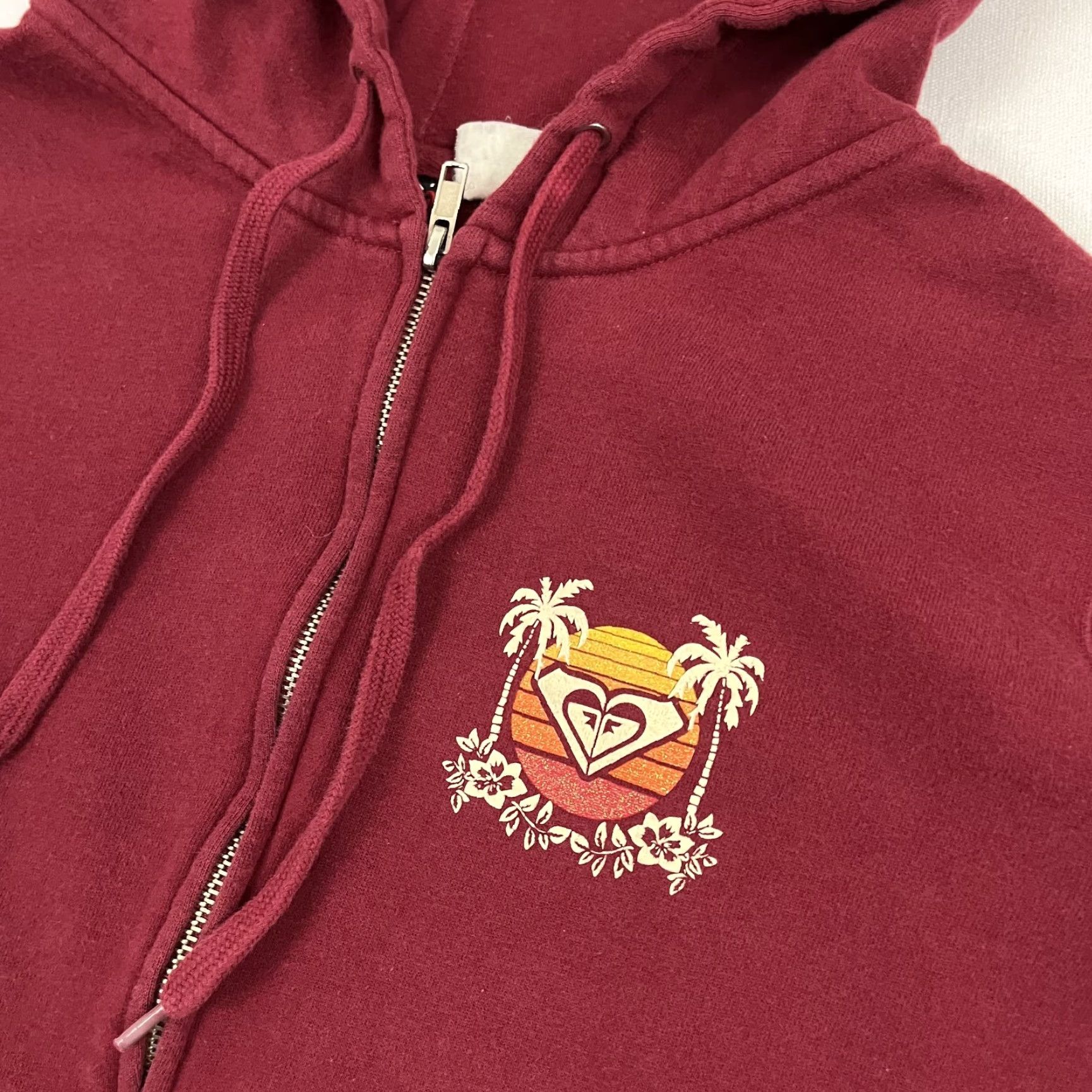 Vintage ROXY Hoodie Womens L Red Crop Full Zip Graphic Y2K Beach Surf Retro Sports Size L / US 10 / IT 46 - 5 Thumbnail