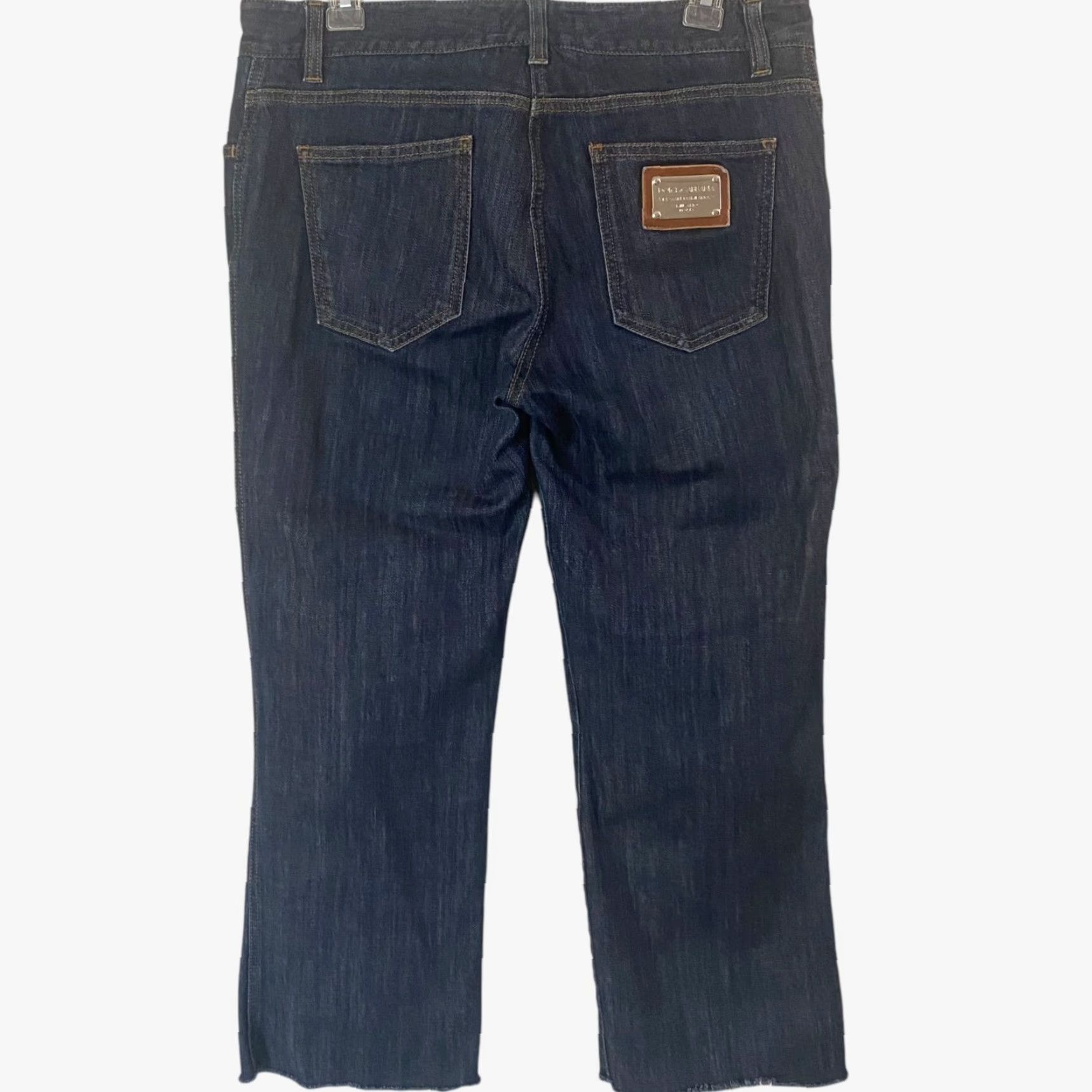 Dolce & Gabbana Dolce & Gabbana Jeans Women Size 10 Blue Crop Straight-Leg Denim Raw-Hem Mid Rise Distressed Womens Size 32" / US 10 / IT 46 - 3 Thumbnail