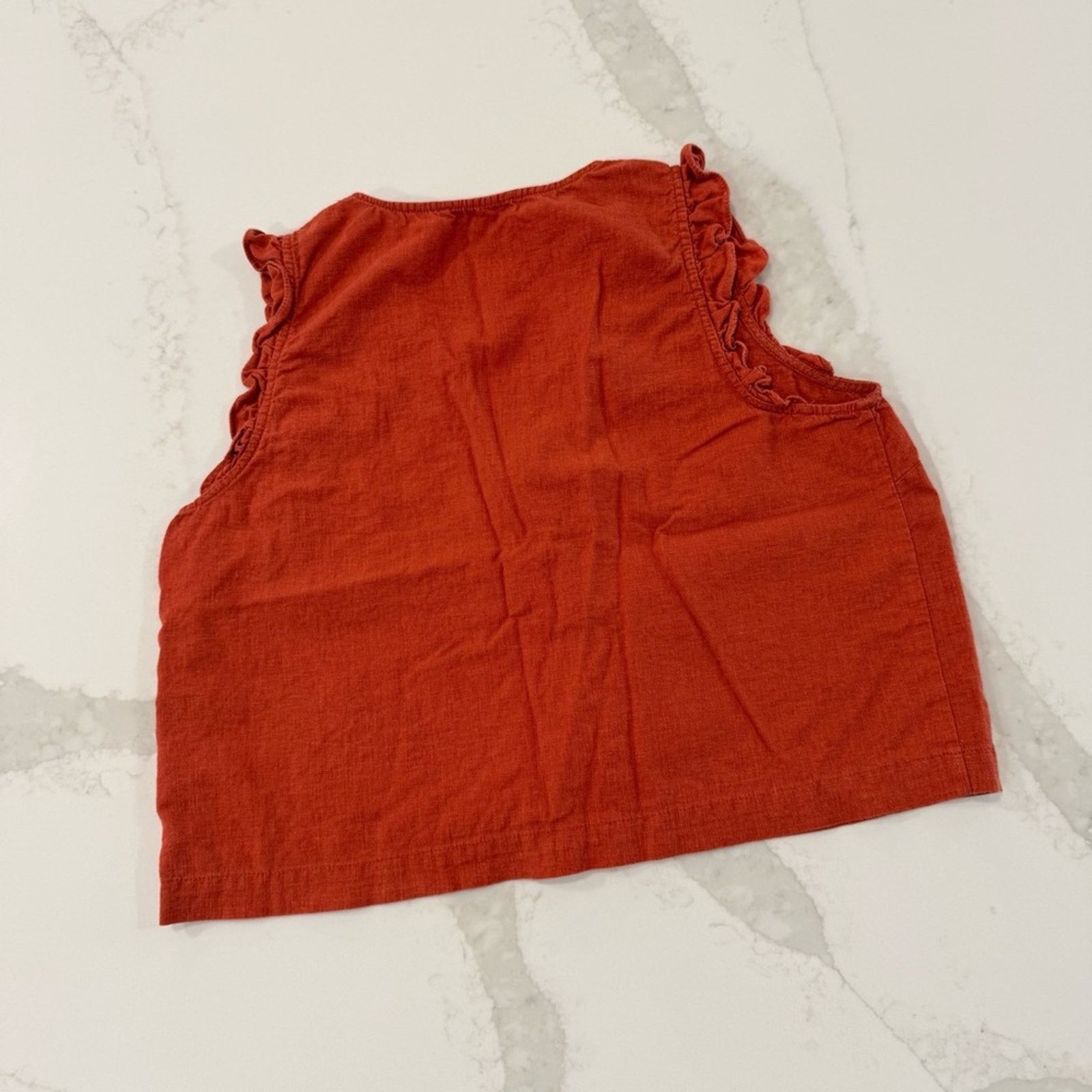 Madewell Madewell Linen-Blend Ruffle Crop Tank Womens 4 Etruscan Clay Size S / US 4 / IT 40 - 10 Thumbnail