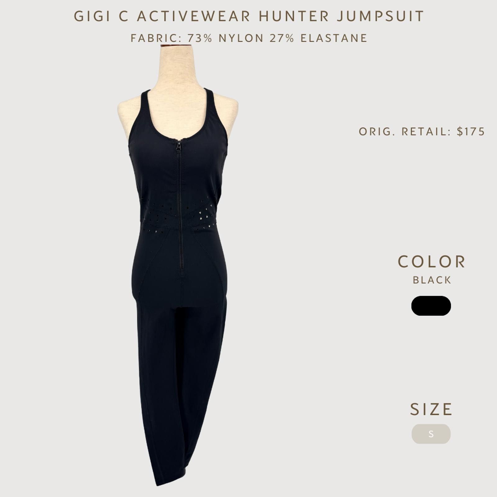Other Gigi C Hunter Jumpsuit Black Activewear Zip Front S Size 28" / US 6 / IT 42 - 2 Thumbnail