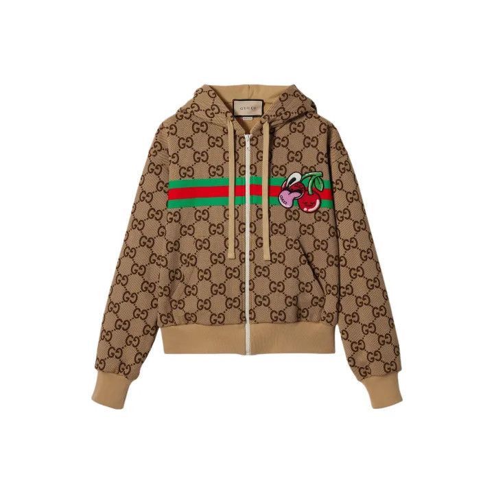 Gucci GUCCI Brown Printed Zip-Up Hooded Jacket-2507 Size XS / US 0-2 / IT 36-38 - 7 Thumbnail