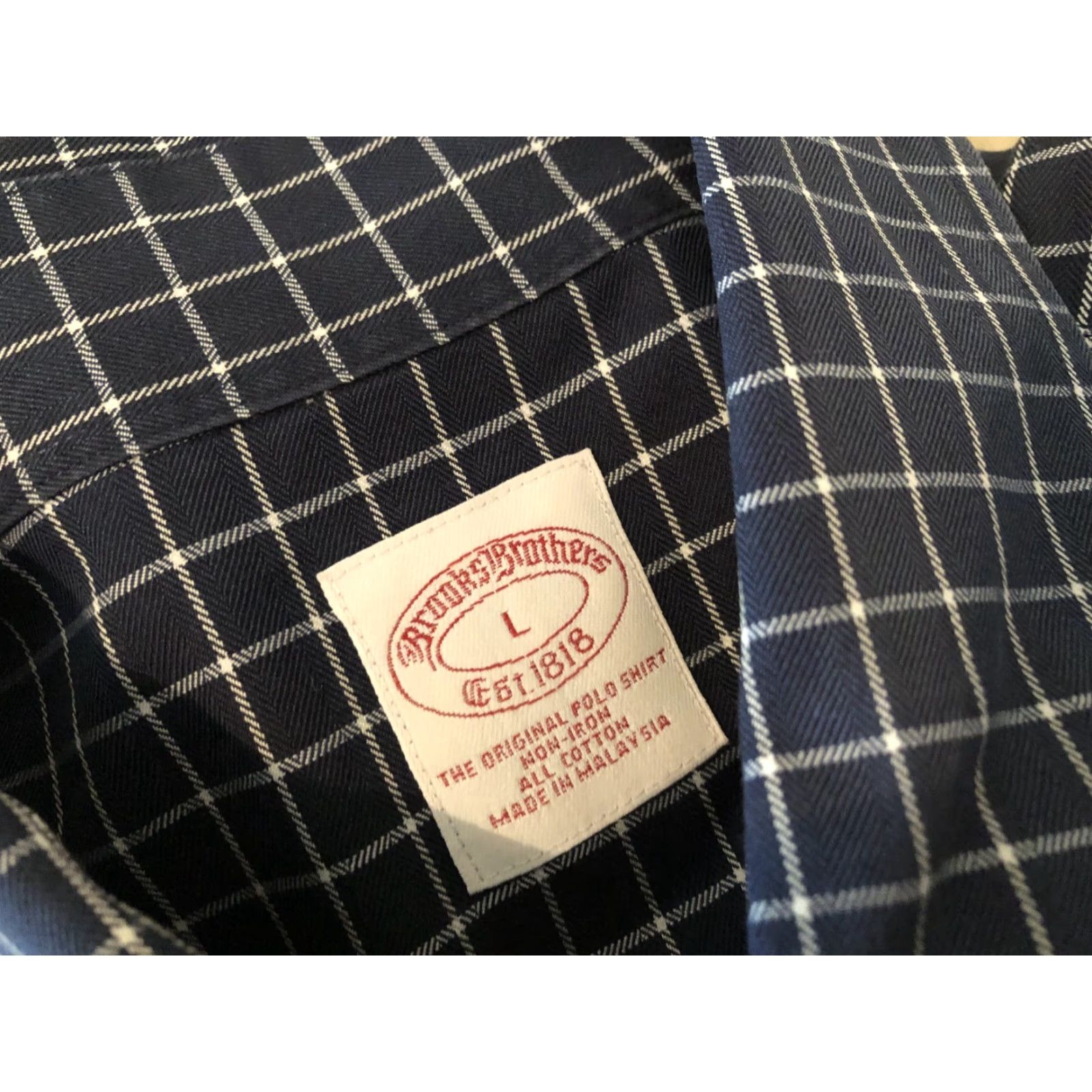 Brooks Brothers VINTAGE? (No) Brooks Brothers Dress Shirt L Mens Cotton Blue Button-Down Navy Large Shirt Men Size 42R - 5 Thumbnail