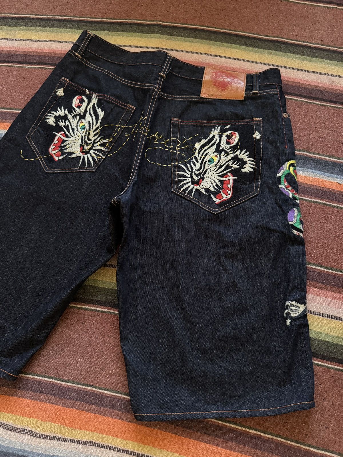 Ed Hardy × Vintage Y2K 2007 Ed Hardy Denim Panther Jorts Size US 40 / EU 56 - 5 Thumbnail