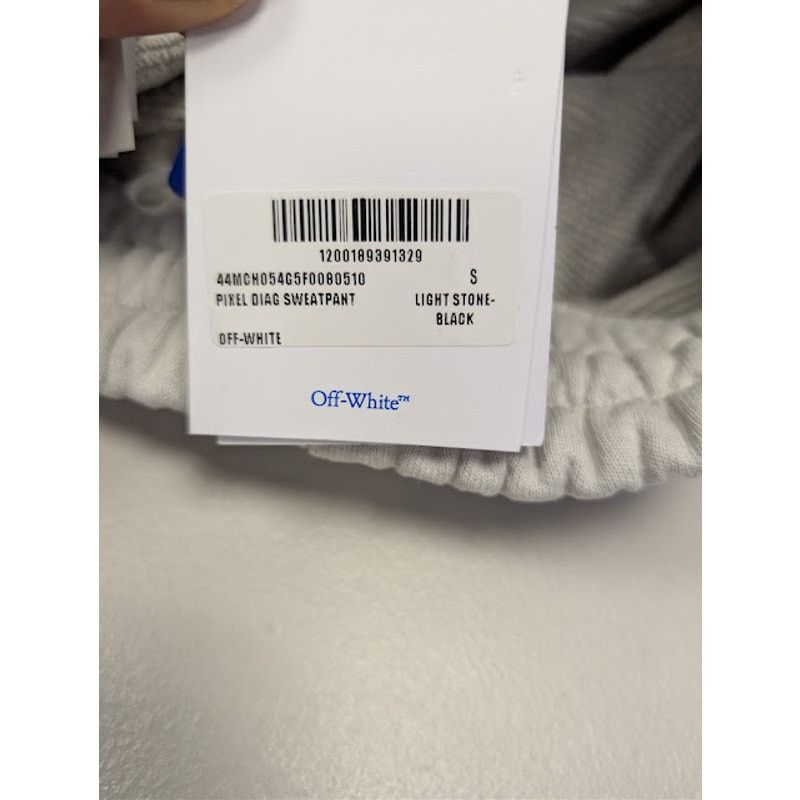 Off-White o1rshd1 Pixel Diag Sweatpants in Light Stone / Black Size US 30 / EU 46 - 23 Thumbnail