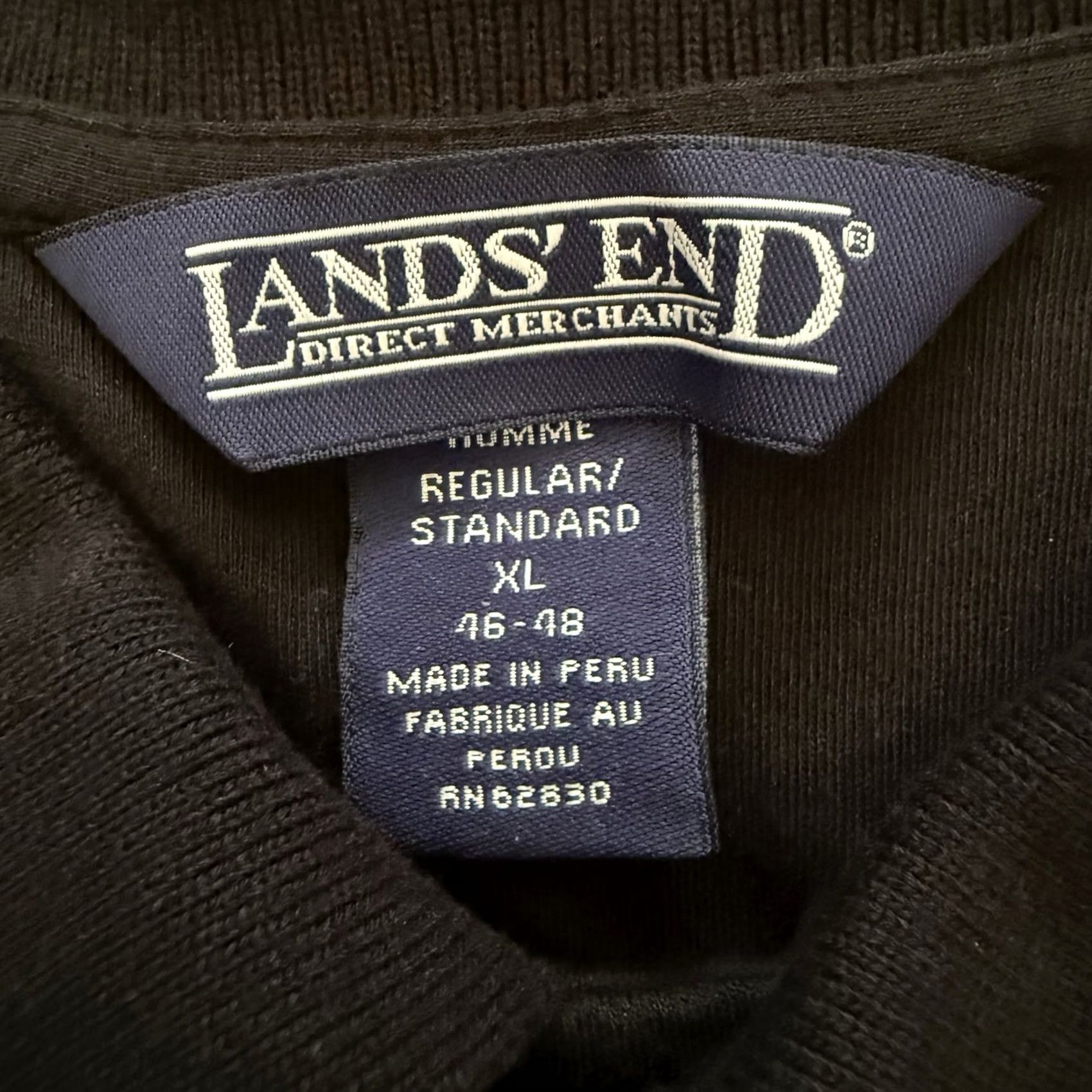 Lands' End Lands' End Long Sleeve Polo Shirt Mens XL Black 100% Cotton Lightweight Golf Size US XL / EU 56 / 4 - 2 Thumbnail