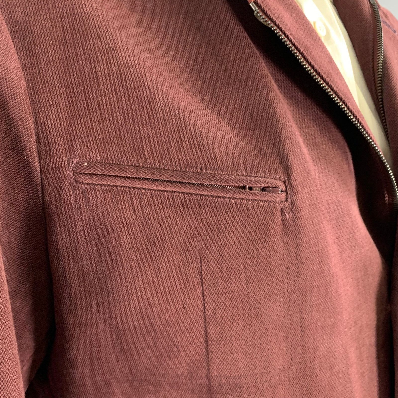 Loro Piana LORO PIANA Size XL Burgundy Cotton Zip Up Jacket Size US XL / EU 56 / 4 - 5 Thumbnail