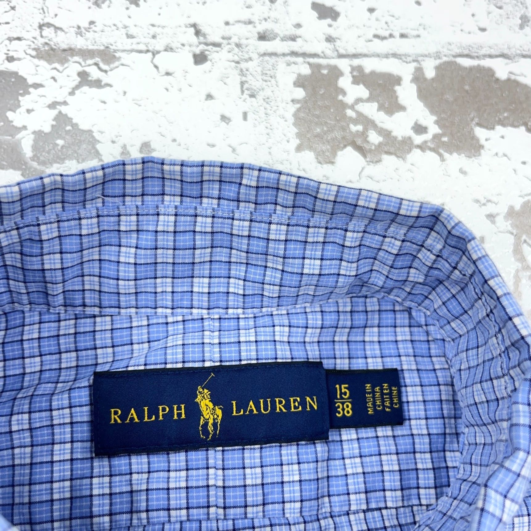 Ralph Lauren Ralph Lauren Shirt Men Blue White Plaid Button-Up Dress Poplin Pony Size 42R - 5 Thumbnail