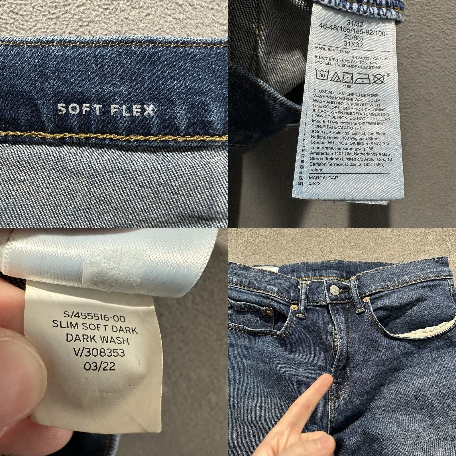 Gap GAP Jeans Mens 31x32 Slim Fit Soft Flex Stretch Blue Denim Medium Wash GUC Size US 31 - 8 Thumbnail