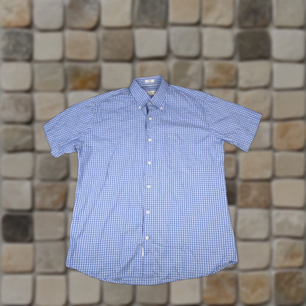 Peter Millar VINTAGE Peter Millar Shirt Mens Large Blue Purple White Crown Soft Golf Cotton Silk Size US L / EU 52-54 / 3 - 1 Thumbnail