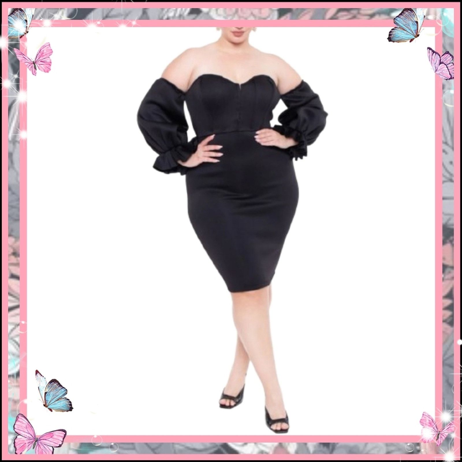 Other ELARA ☆ ELEGANT MIDNITE BLACK OFF-SHOULDER DRESS ☆ 3x ☆ NWT Size 3XL / US 20-22 - 1 Thumbnail