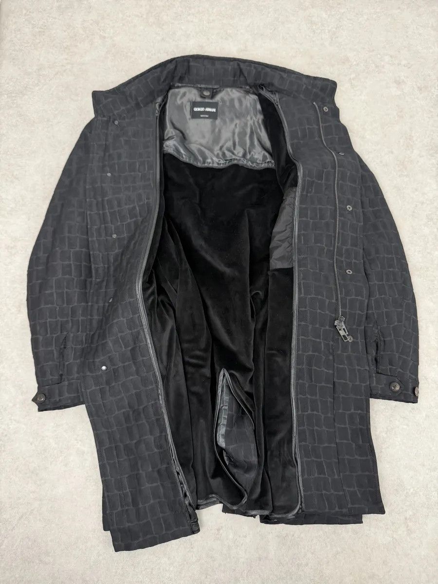 Giorgio Armani Giorgio Armani Crocodile Effect Black Wool & Silk Trench Coat Size US M / EU 48-50 / 2 - 6 Thumbnail