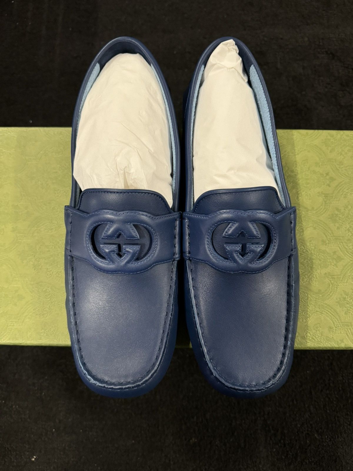Gucci GUCCI Mens Blue Interlocking Loafers #730148 Size US 9 / EU 42 - 1 Thumbnail