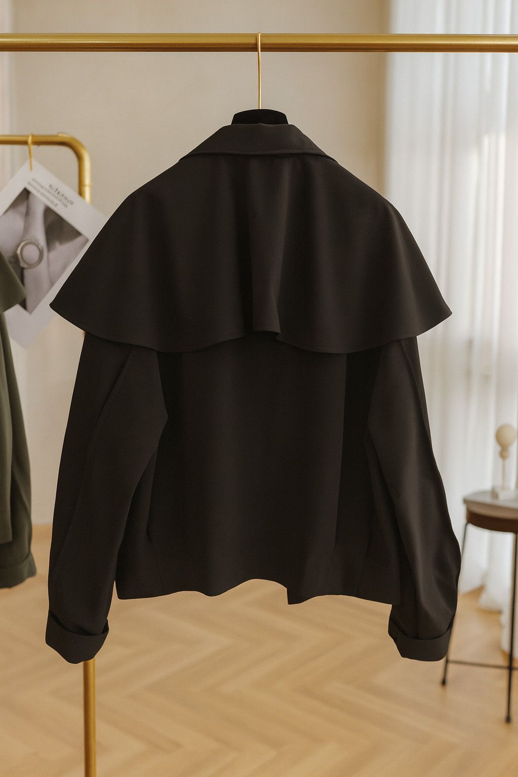 Other Black Cloak Jacket – Samurai Hakama Mantle Japanese Cape Size M / US 6-8 / IT 42-44 - 2 Thumbnail