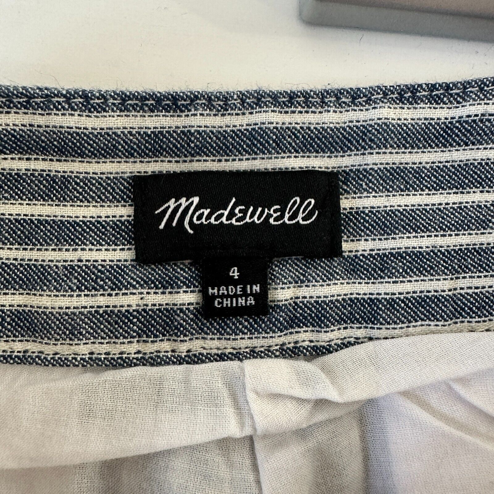 Madewell Madewell Jean Blue Striped High Waist Pockets Lace-Up Shorts Size 27" / US 4 / IT 40 - 8 Thumbnail