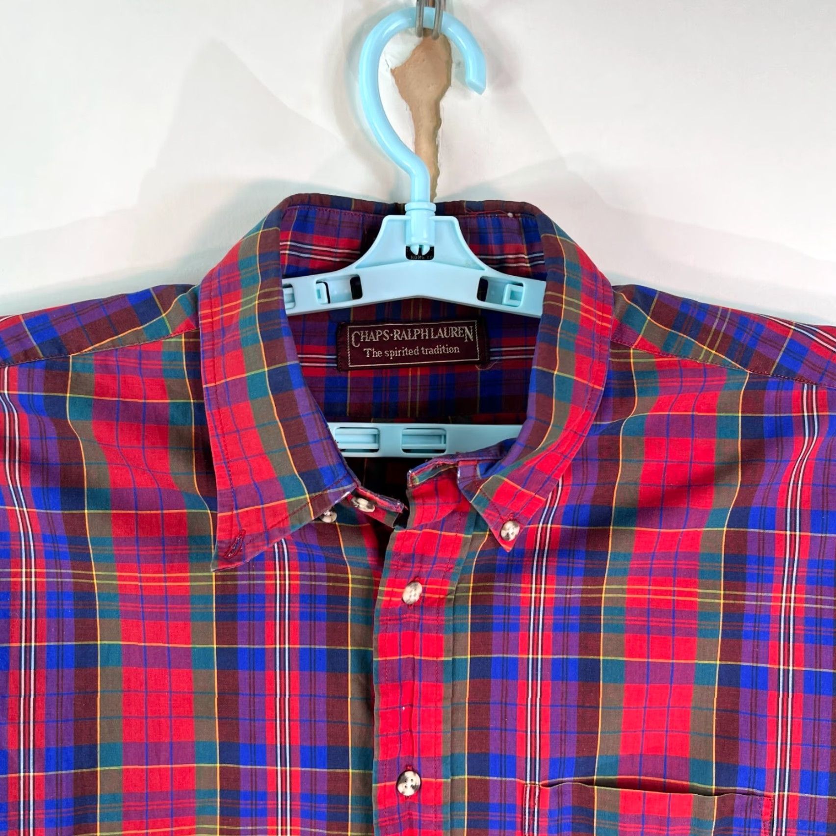 Chaps Chaps Ralph Lauren Plaid Button-Down Shirt Men’s Regular Fit Size L Red Blue Casual Size US L / EU 52-54 / 3 - 3 Thumbnail