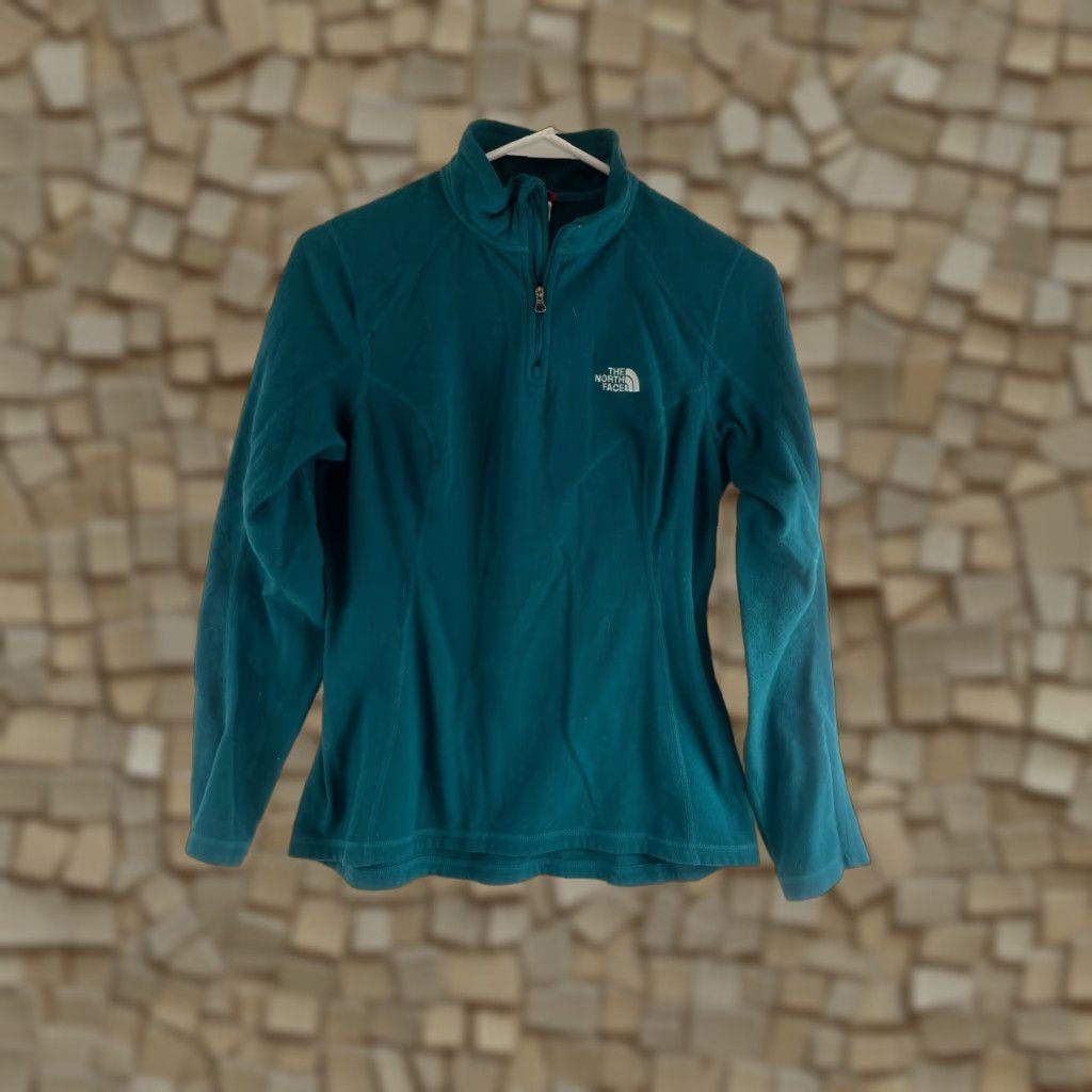 The North Face The North Face Fleece Sweater Women’s Small Teal Pullover Quarter Zip Mock Neck Long Sleeve Velvet? Size S / US 4 / IT 40 - 1 Thumbnail