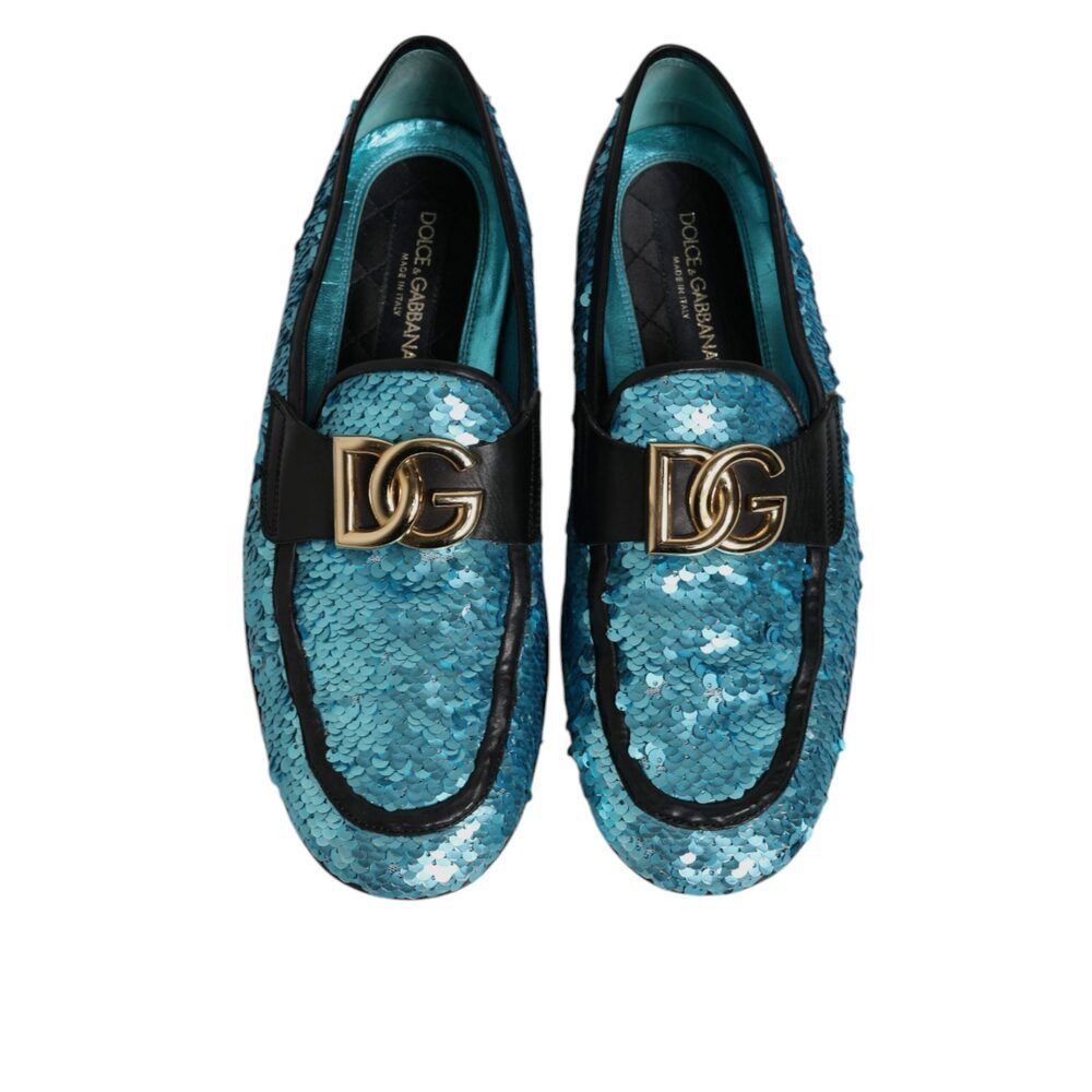 Dolce & Gabbana Dolce & Gabbana Blue Sequined Loafers Formal Dress Shoes Size US 7 / EU 40 - 3 Thumbnail