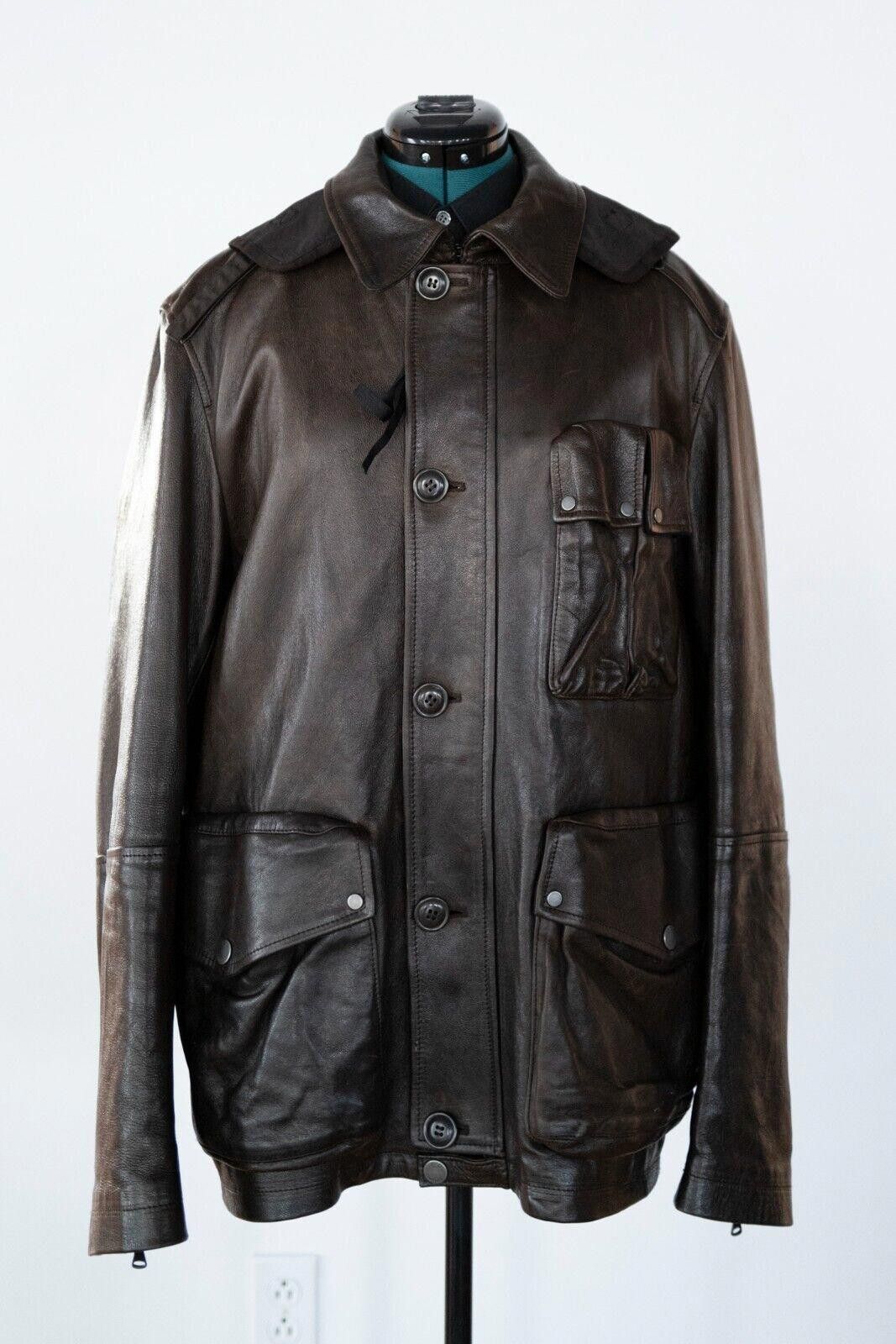 image of C P Company Leather Miglia Goggle Jacket Sz. L in Brown, Men's (Size Large)