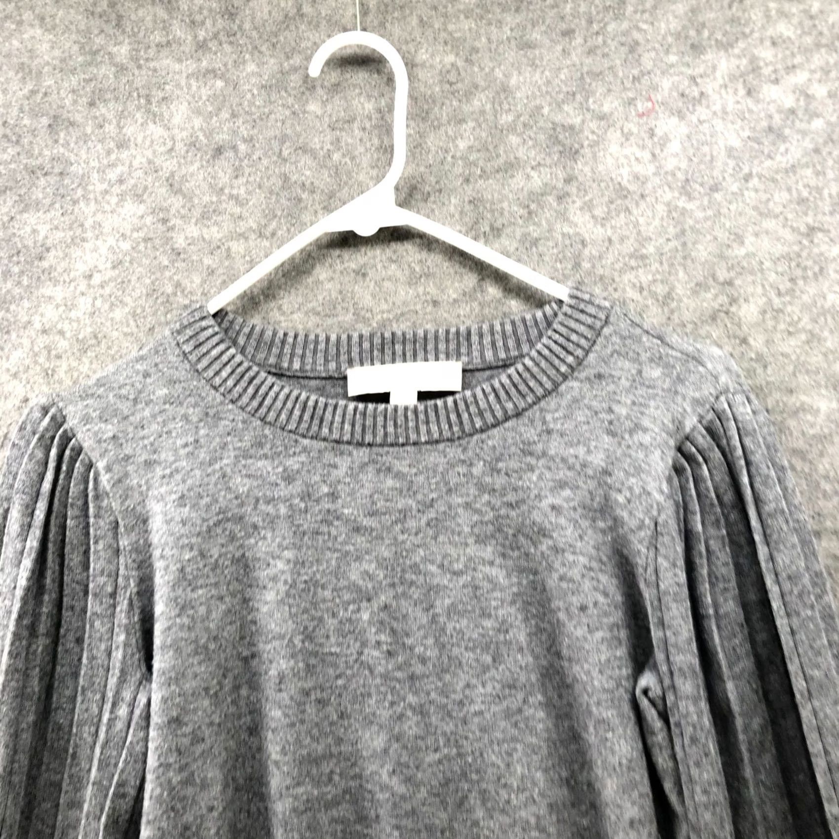 Loft VINTAGE Loft Pleated Balloon Sleeve Sweater Womens S Gray Crewneck Wool Blend Size S / US 4 / IT 40 - 3 Thumbnail