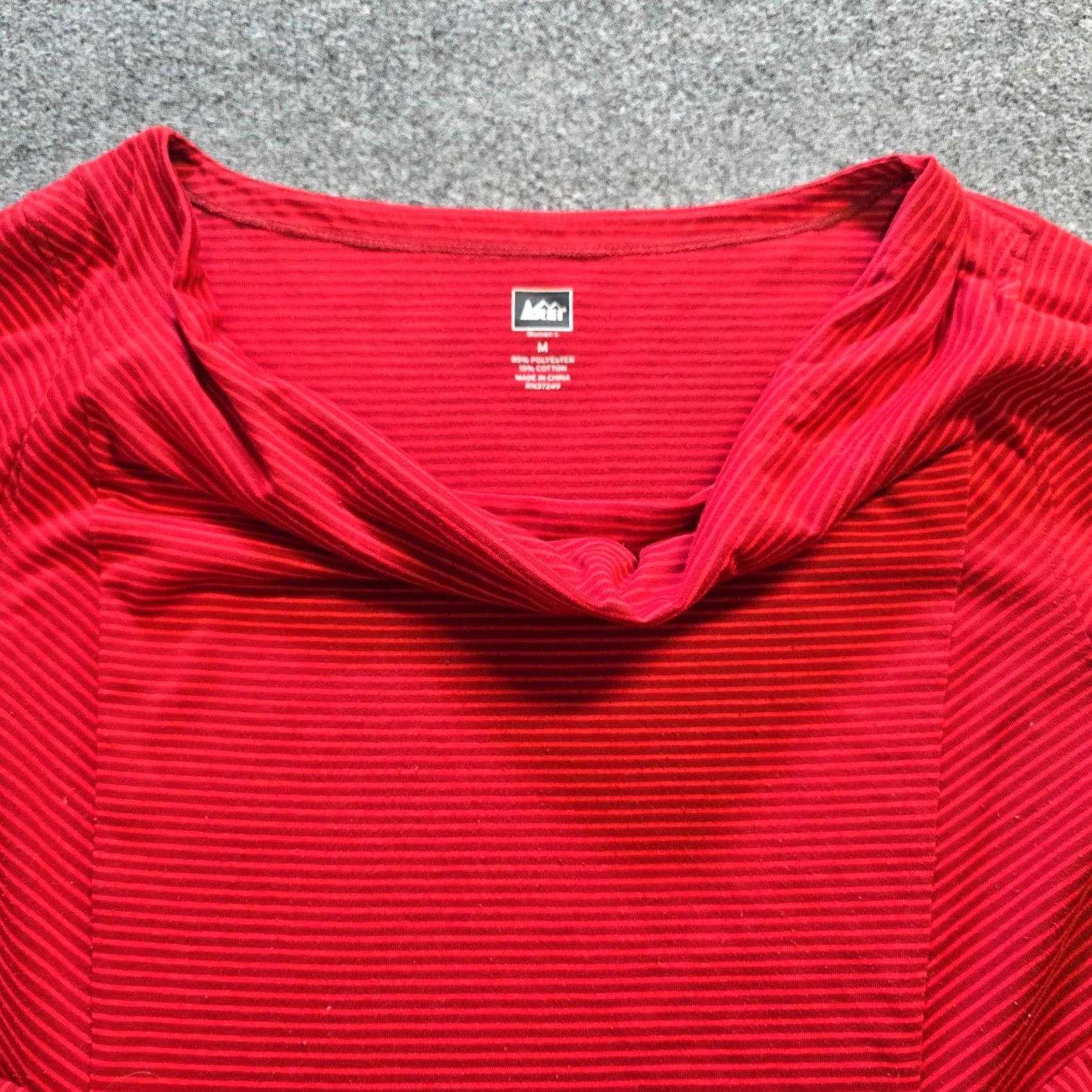 Vintage REI Top Womens Medium Red Orange Stripe Cowl Neck Long Sleeve Stretch Casual Shirt Blouse Womens Regular Crewneck? Size M / US 6-8 / IT 42-44 - 2 Thumbnail