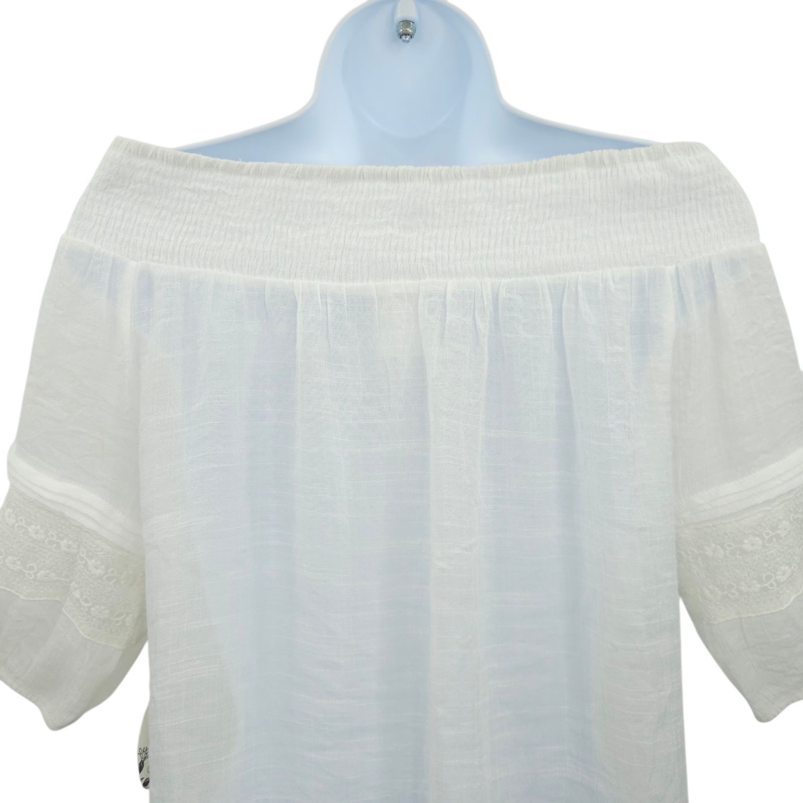 Other Naif Boho Peasant Top M White Gauze Off Shoulder Eyelet Fest Size M / US 6-8 / IT 42-44 - 11 Thumbnail