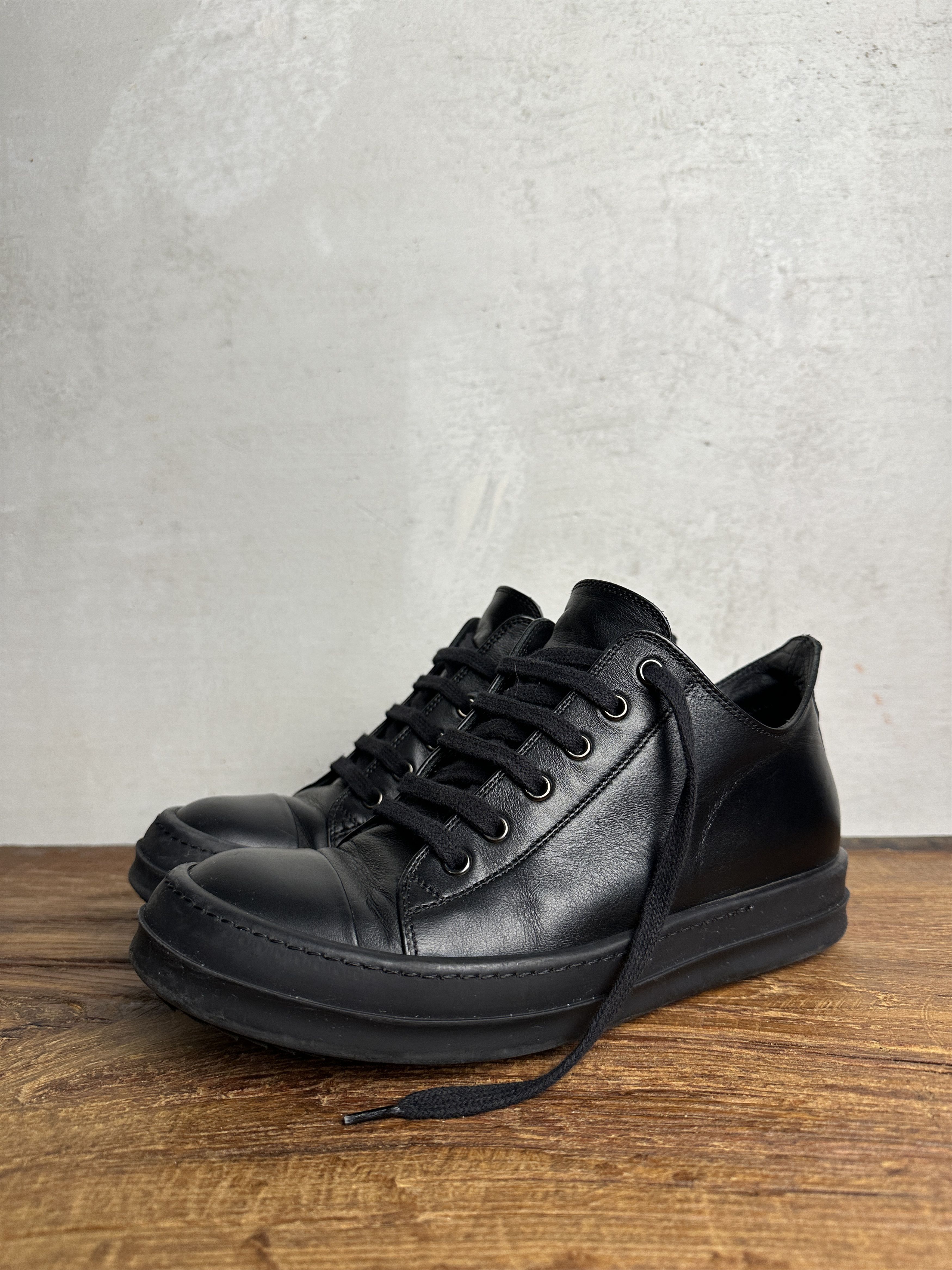 Rick Owens Rick Owens Mainline Triple Black Low Top Ramones Size US 5.5 / EU 38 - 2 Thumbnail