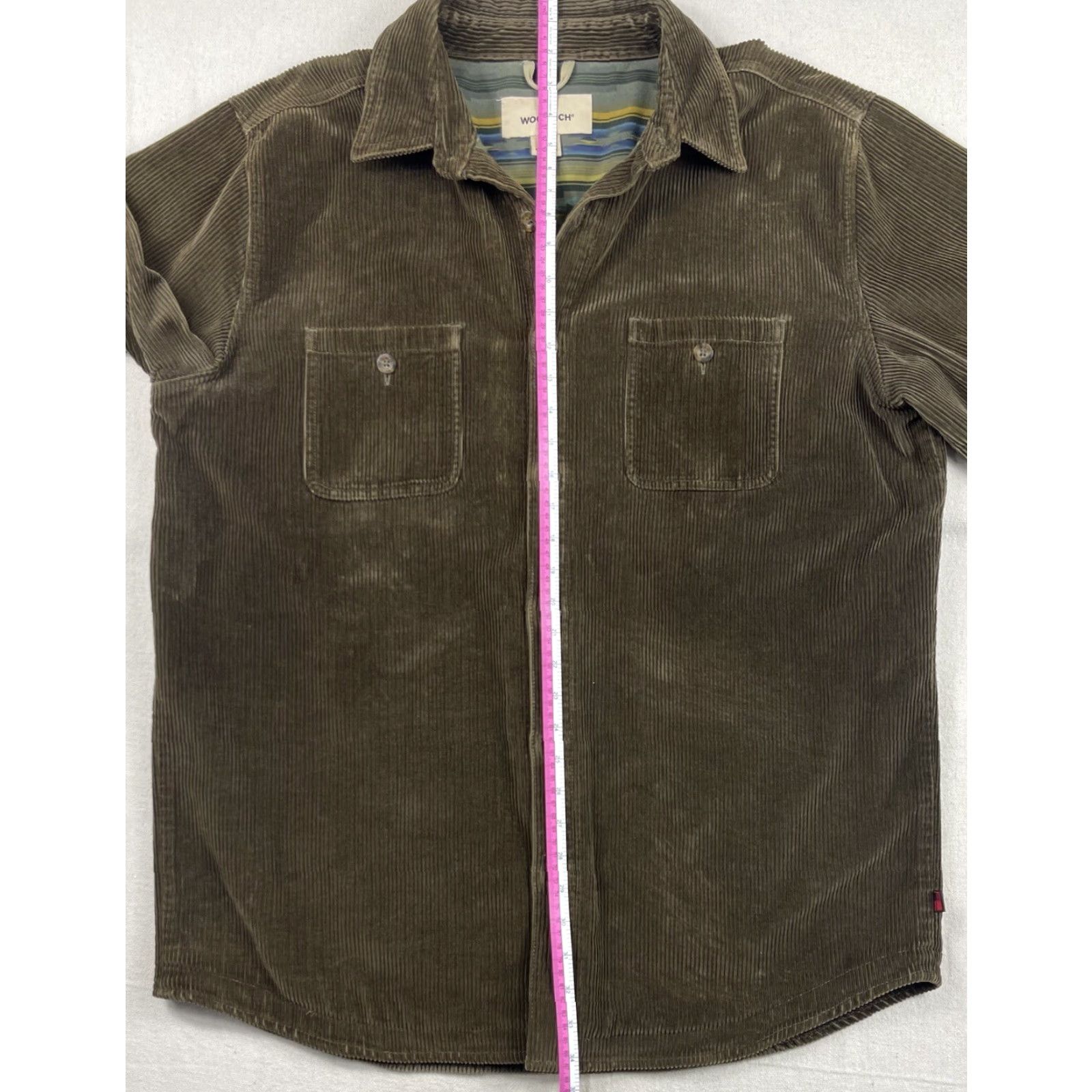 Vintage Woolrich Corduroy Shirt Jacket Lined Sz Large Brown 90s Aztec Workwear Mens Size US L / EU 52-54 / 3 - 7 Thumbnail