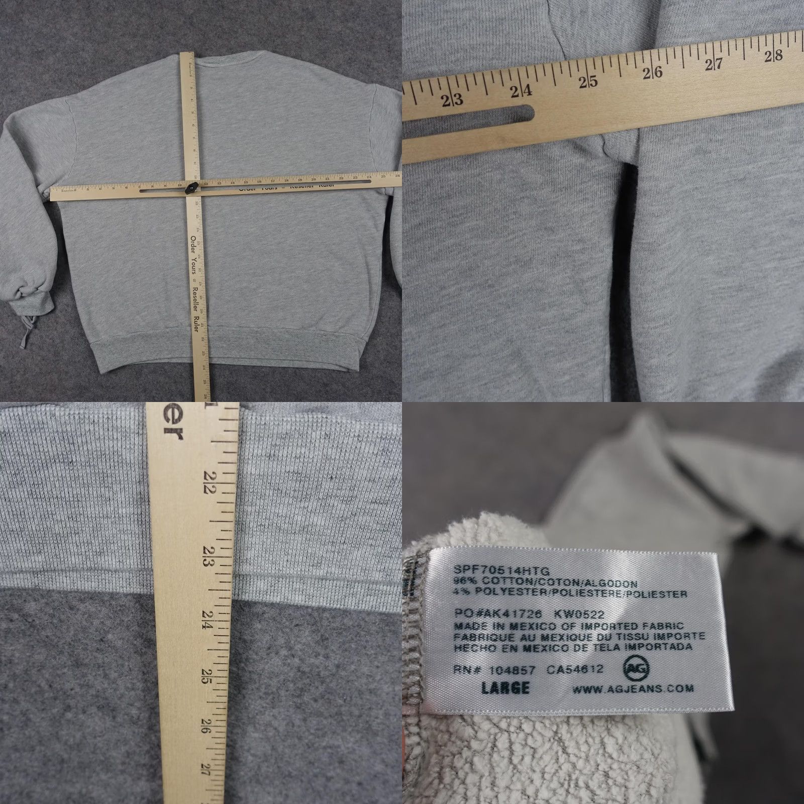 Vintage AG Adriano Goldschmied Sweatshirt Womens L Gray Balloon Sleeve Fleece Cozy Pullover Crew Neck Size L / US 10 / IT 46 - 8 Thumbnail