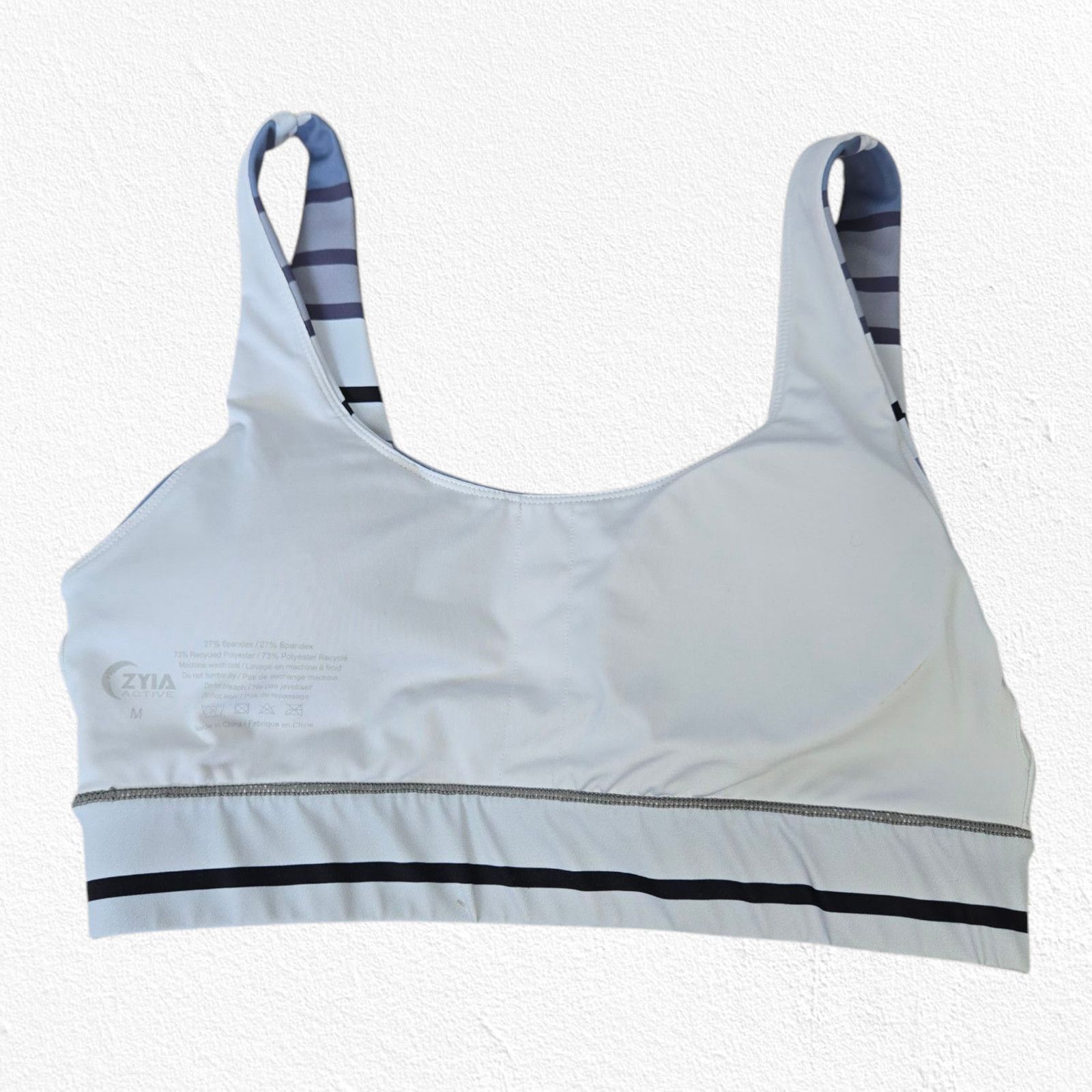 Other Purple White Striped Active Sports Bra Size Medium Size ONE SIZE - 6 Thumbnail
