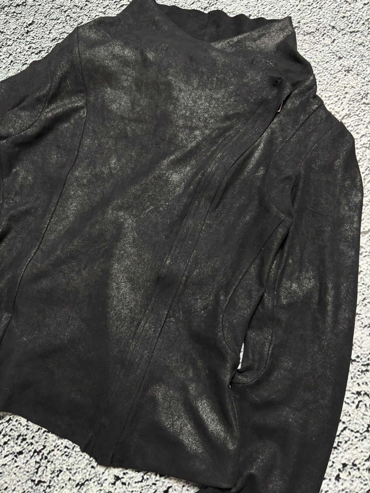 Japanese Brand × Vintage × Zara Avant garde leather jacket asymmetrical zip Size L / US 10 / IT 46 - 4 Thumbnail