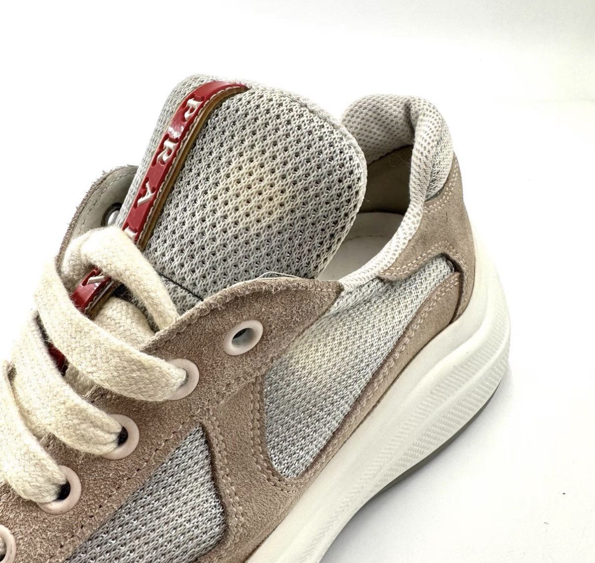 Prada Prada red and white logo suede mesh sneakers K12 Size US 6.5 / IT 36.5 - 8 Thumbnail