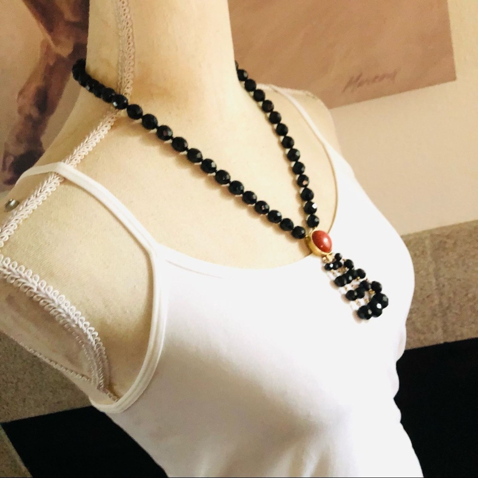 Vintage Vintage faceted glass bead versatile fringe necklace Size ONE SIZE - 4 Thumbnail