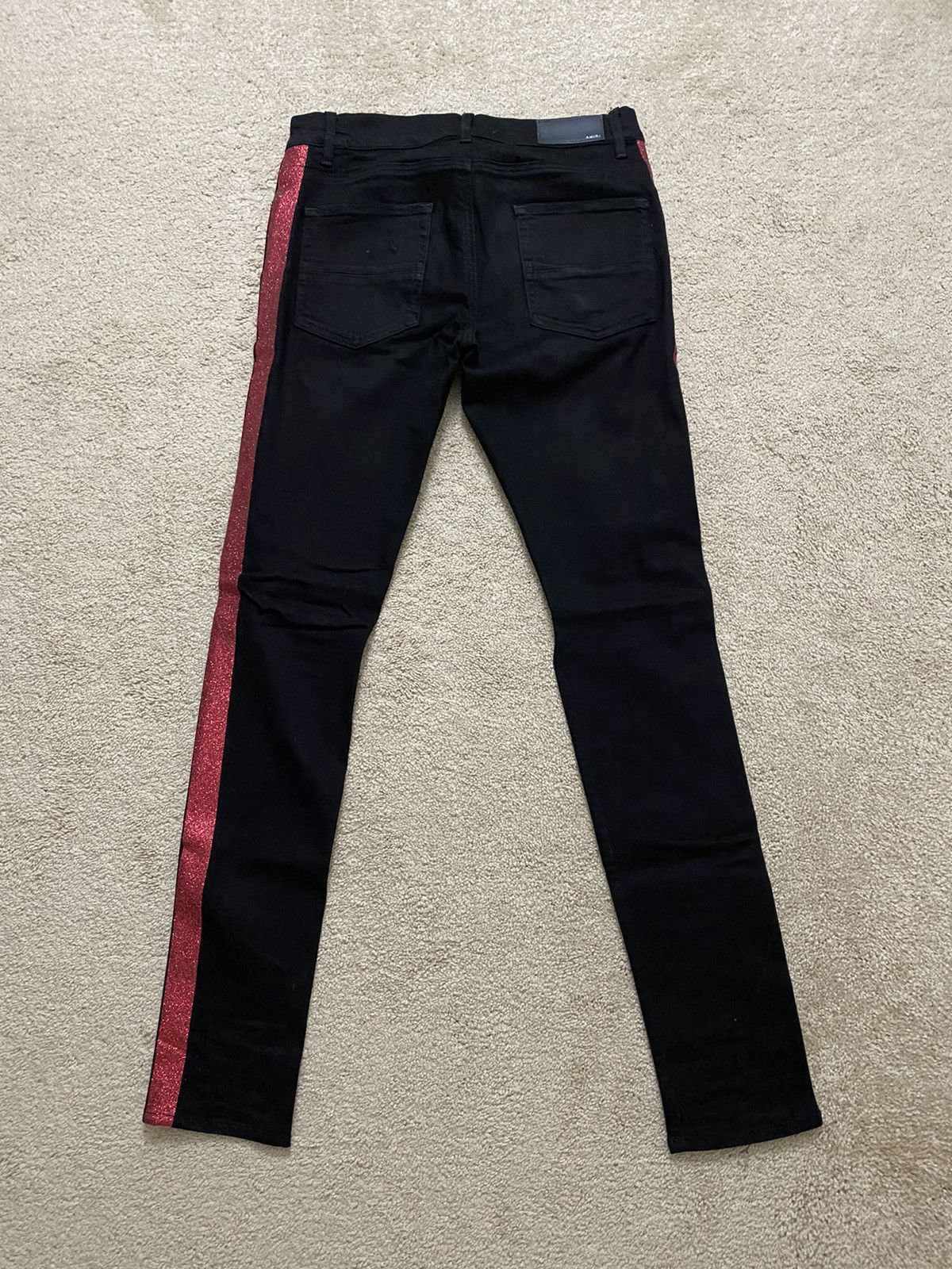 Amiri Amiri Red Glitter Track Jeans Size US 32 / EU 48 - 2 Thumbnail