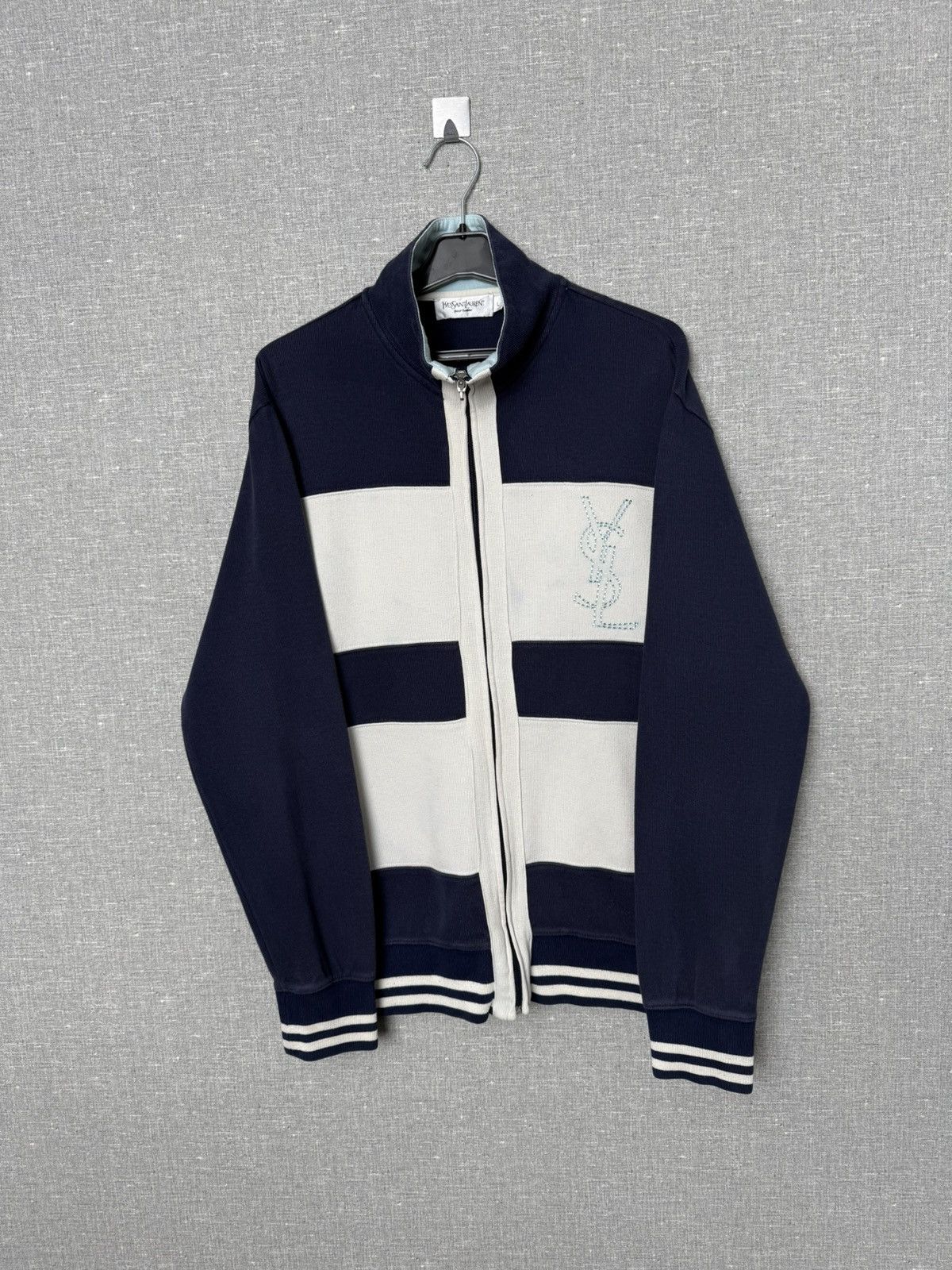 Yves Saint Laurent Vintage Yves Saint Laurent Zip Up Sweater Large YSL Logo Size US L / EU 52-54 / 3 - 14 Thumbnail