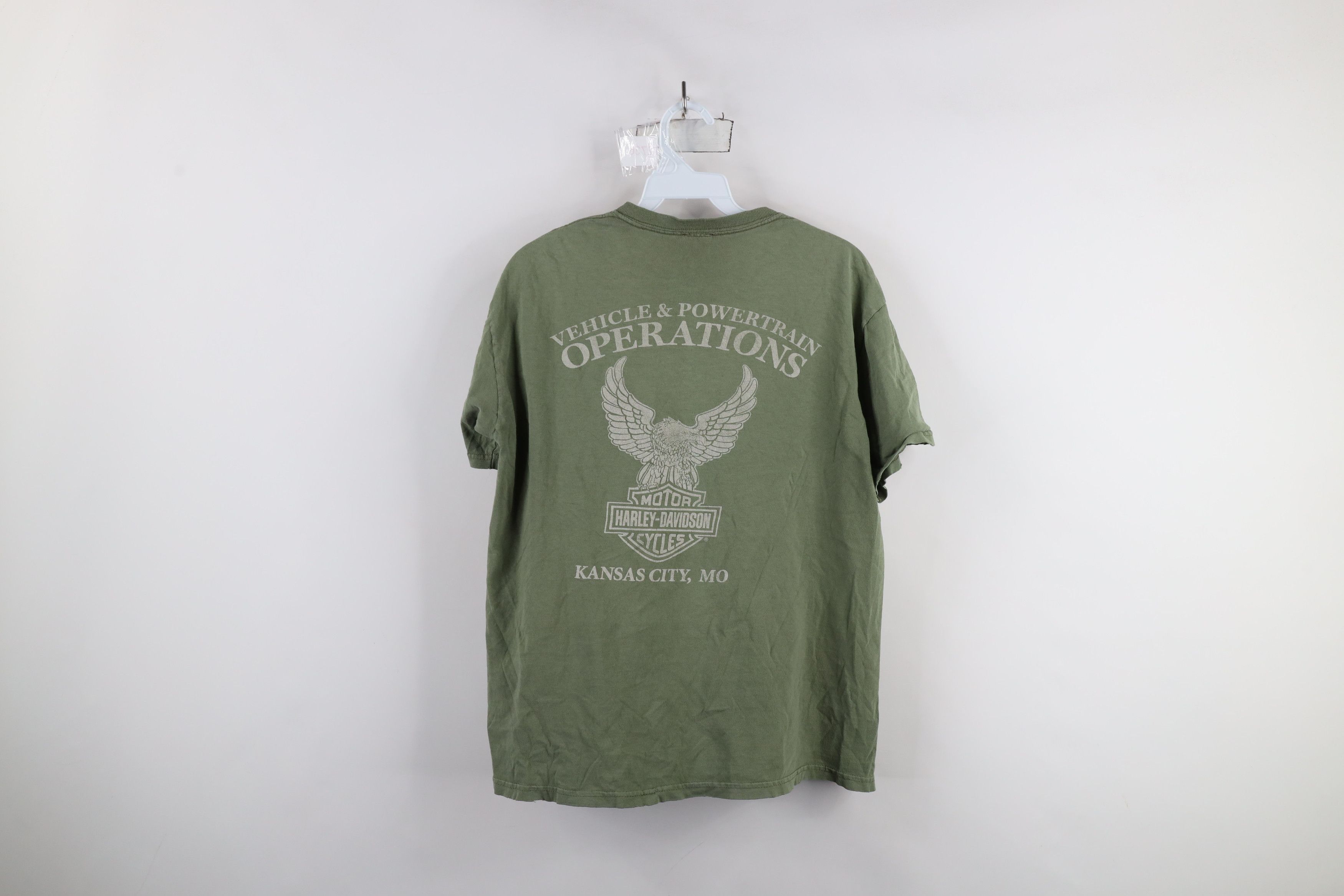 Harley Davidson × Vintage Vintage Harley Davidson Military Style T-Shirt Green Cotton Size US S / EU 44-46 / 1 - 13 Thumbnail