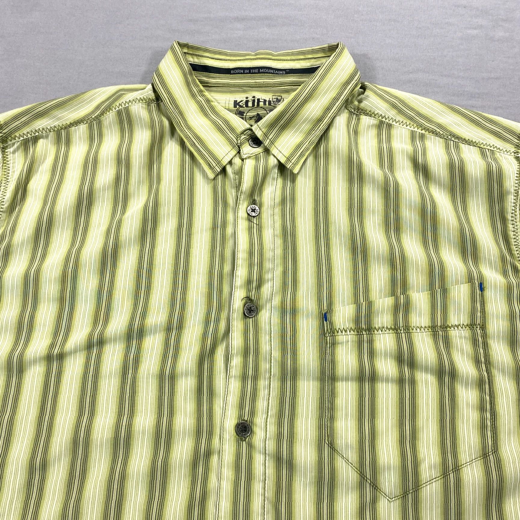 Vintage Kuhl Eluxur Shirt Mens L Green Striped Outdoor Hiking Casual Button Up Size US L / EU 52-54 / 3 - 3 Thumbnail