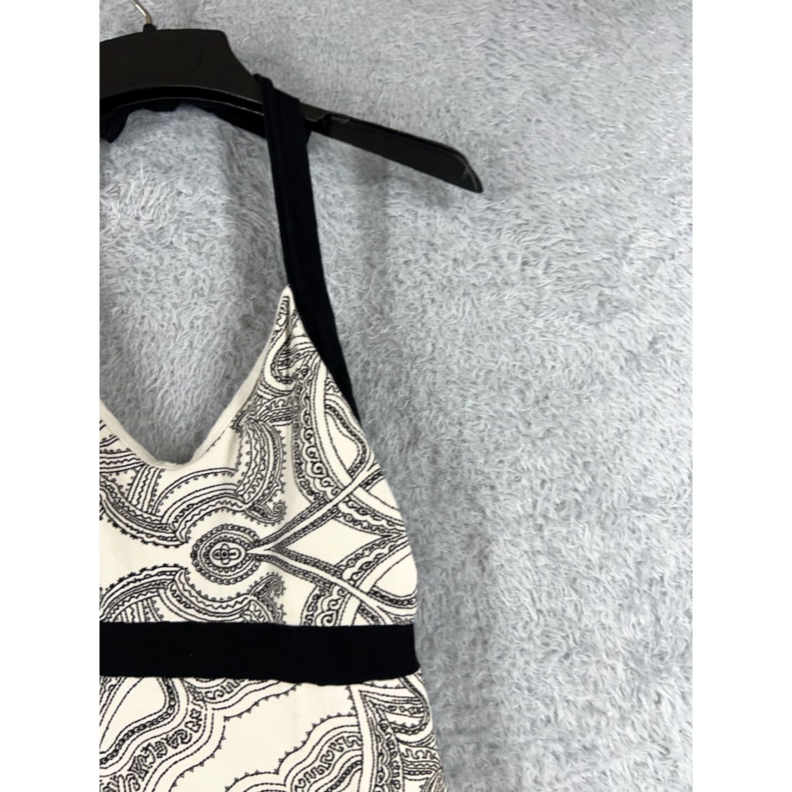 VINTAGE Patagonia Dress Womens Medium Black White Iliana Halter Dress Raja  Raw Linen