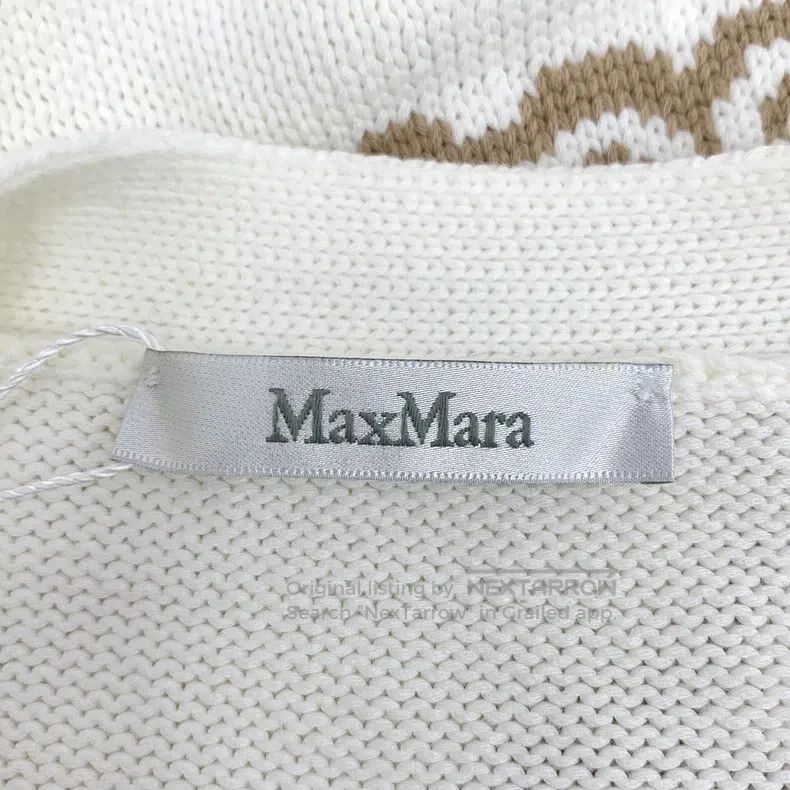 Max Mara Max Mara White Logo Letter Embroidered Cotton Knit Cardiga Size M / US 6-8 / IT 42-44 - 5 Thumbnail