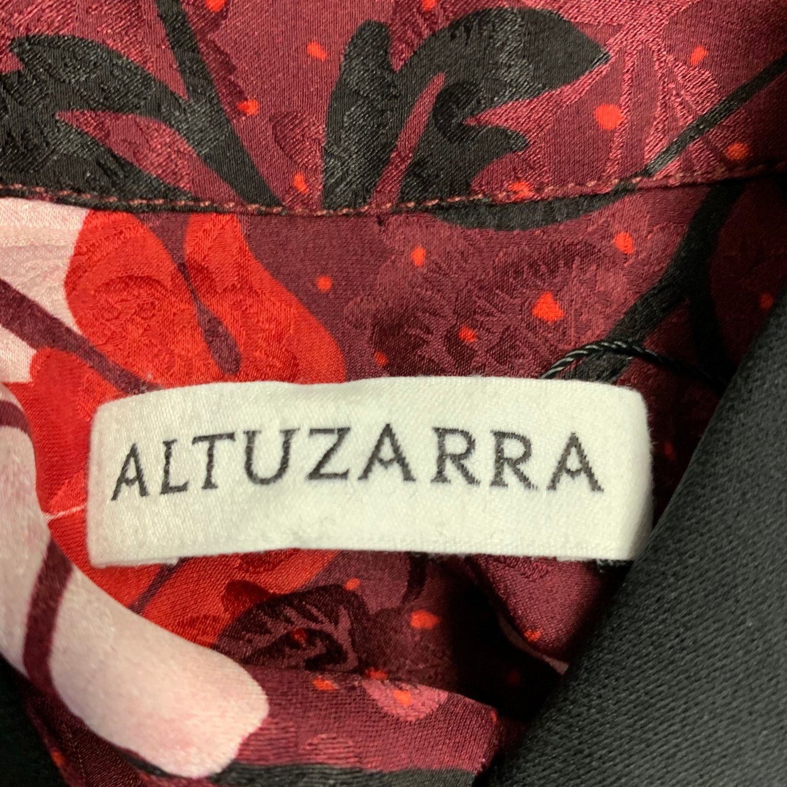 Altuzarra ALTUZARRA Size 0 Burgundy Black White Silk Floral Blouse Size XS / US 0-2 / IT 36-38 - 5 Thumbnail