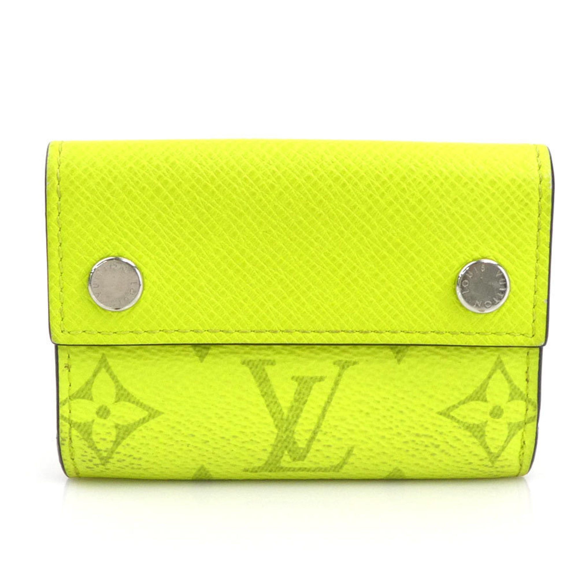 Louis Vuitton Louis Vuitton Taiga Lama Discovery Tri-fold Wallet, Compact Leather, Green Yellow and Silver, Men's, M67629, Free Shipping, e61503 Size ONE SIZE - 1 Thumbnail