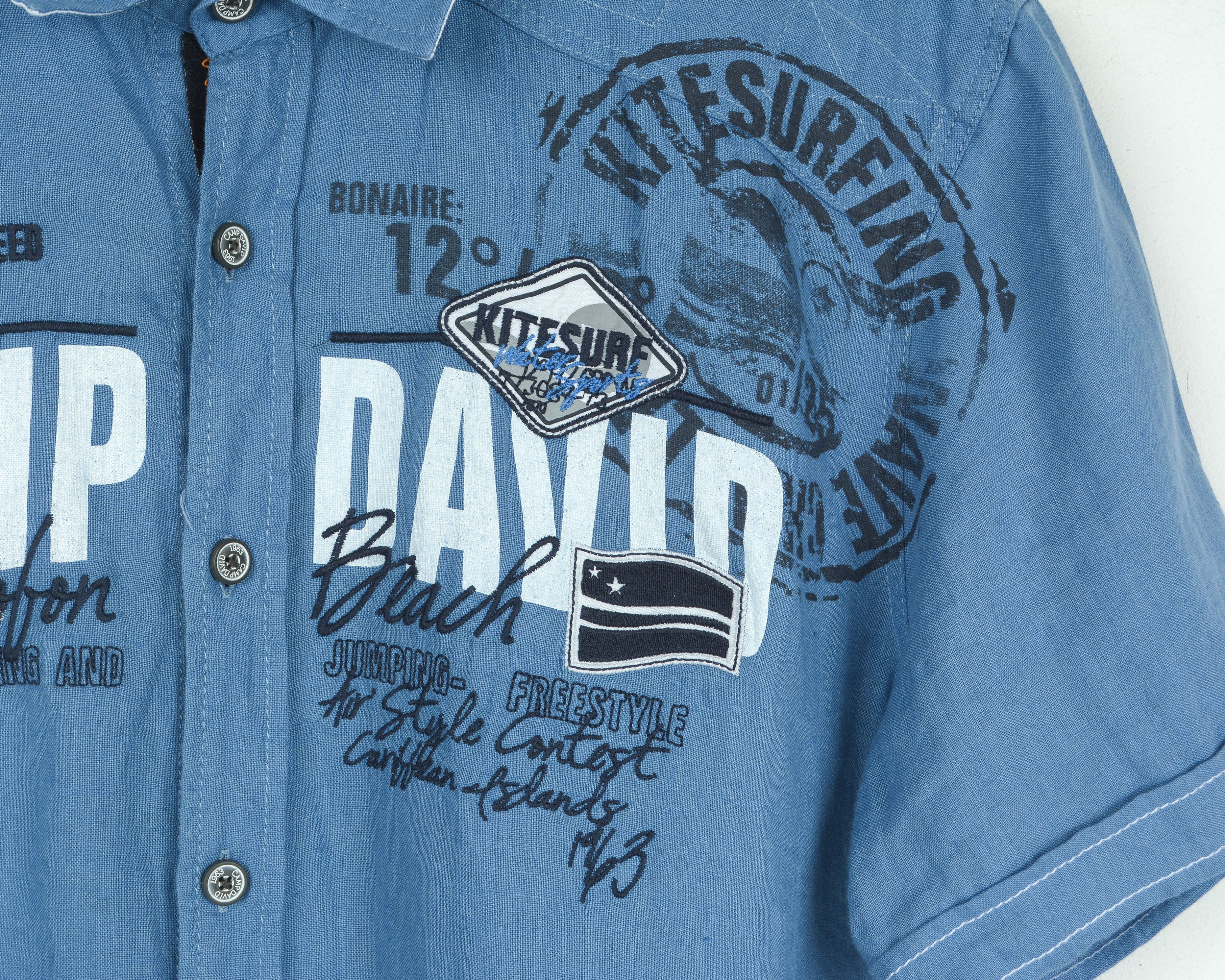 Camp David Linen Reg Fit M Shirt Short Sleeve Casual Embroidery Formal Size US M / EU 48-50 / 2 - 4 Thumbnail