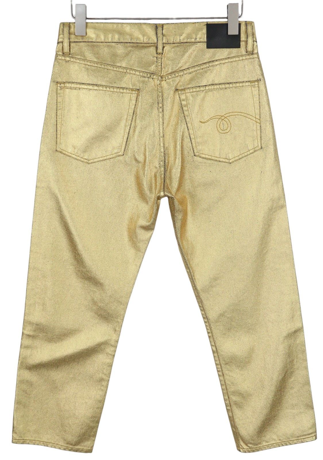 R13 BOYFRIEND 27 Gold Indigo Shiny Straight Zip Denim 86226 Size 27" / US 4 / IT 40 - 3 Thumbnail